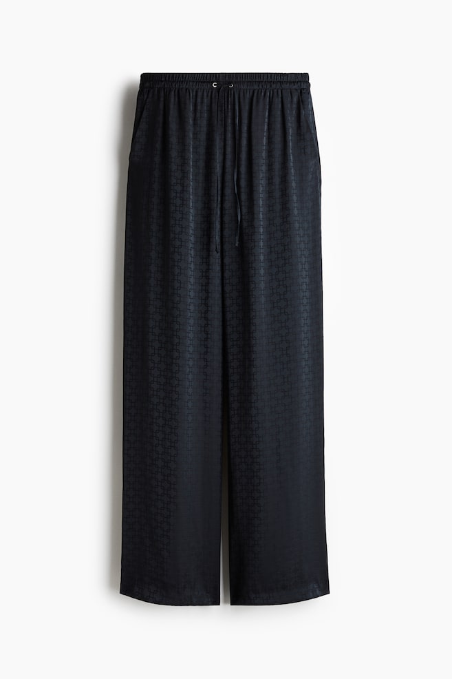 Wide drawstring trousers - Navy blue/Patterned/Beige/Patterned - 1