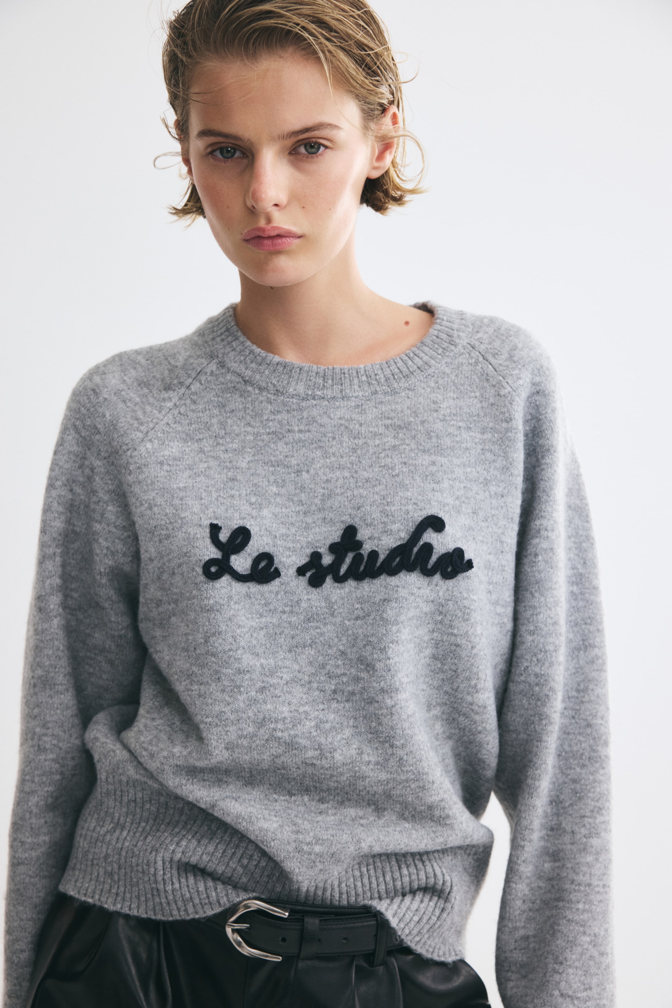 View larger image: Appliquéd jumper - Light grey marl/Le Studio - Ladies | H&M 1