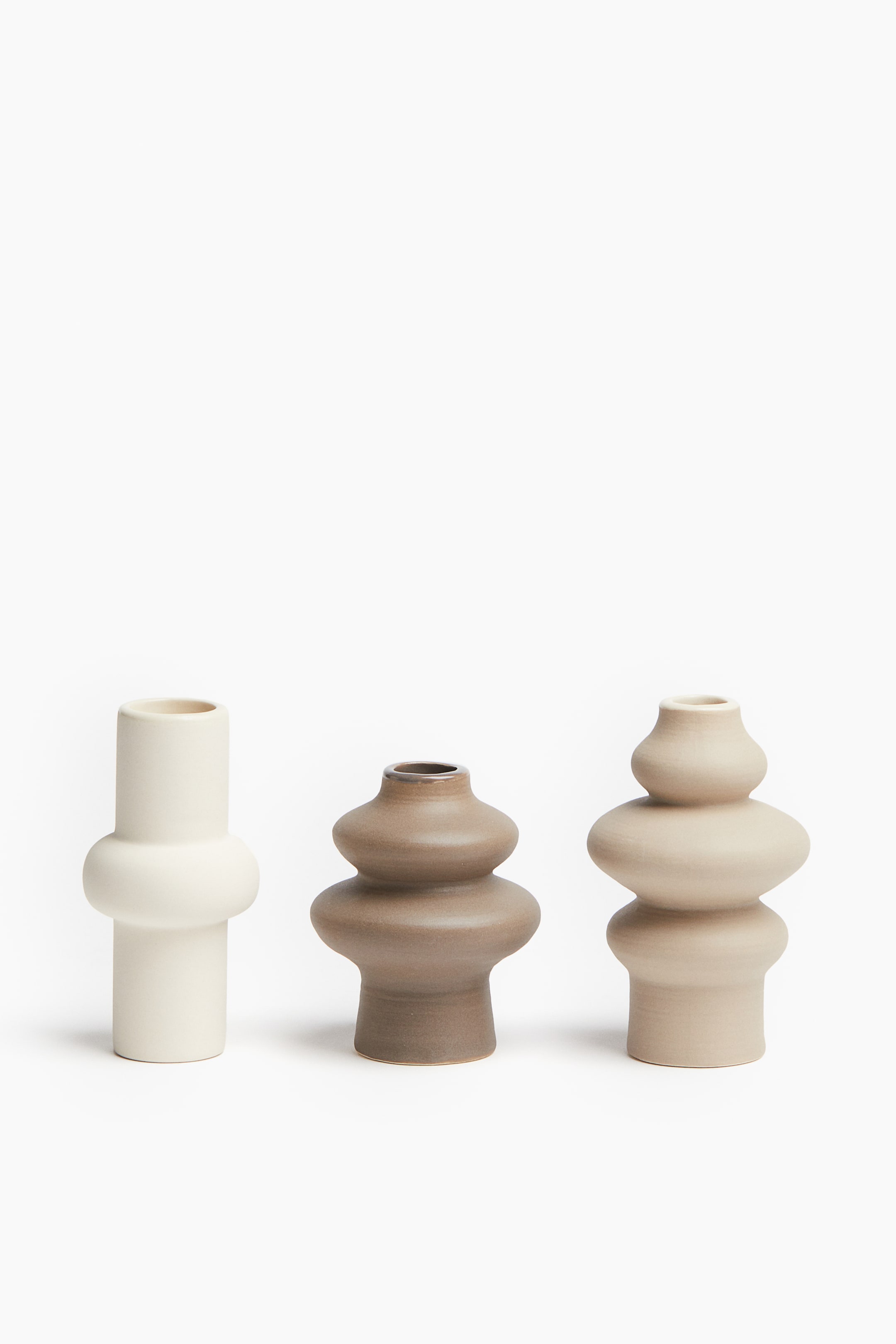 Lot de 3 mini vases en grès cérame - Blanc/marron/beige - Home All | H&M CA