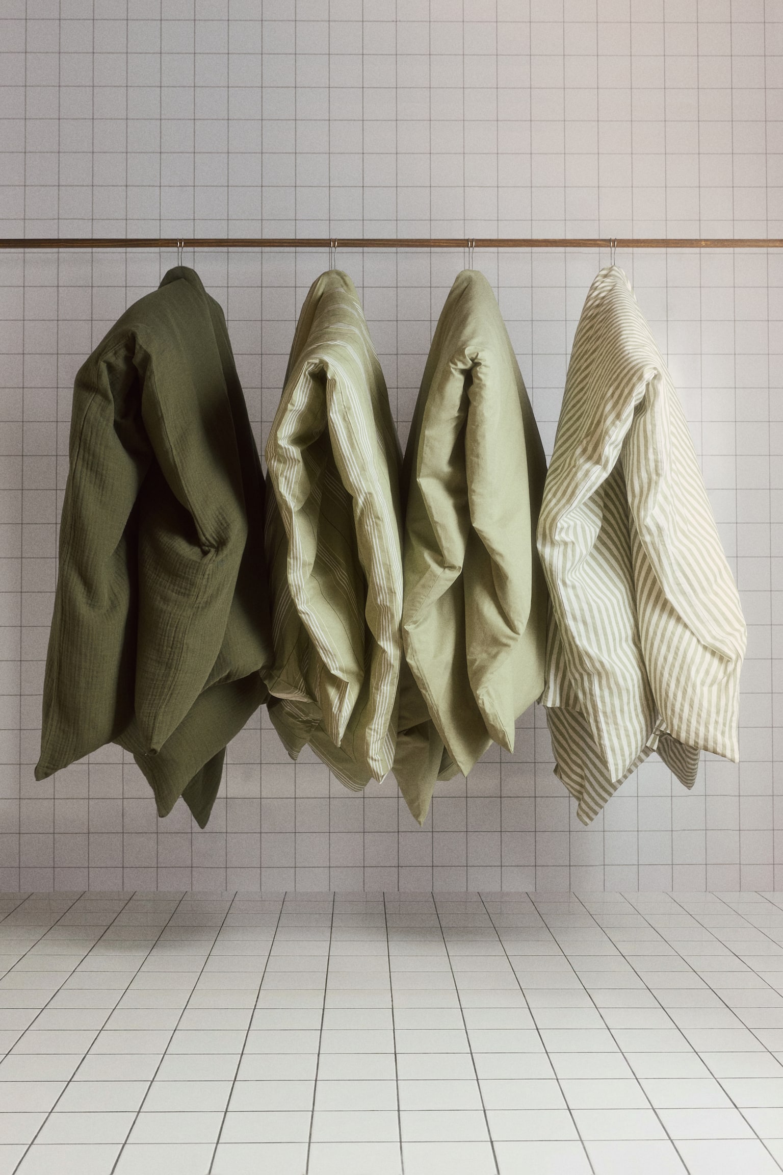 Cotton single duvet cover set - Light khaki green/Light yellow/Sage green/White/Orange/Light pink/Dark red/Dark green/Light dusty pink/Light beige/Brown/Olive green/Old rose/Dark brown/Greige - 2