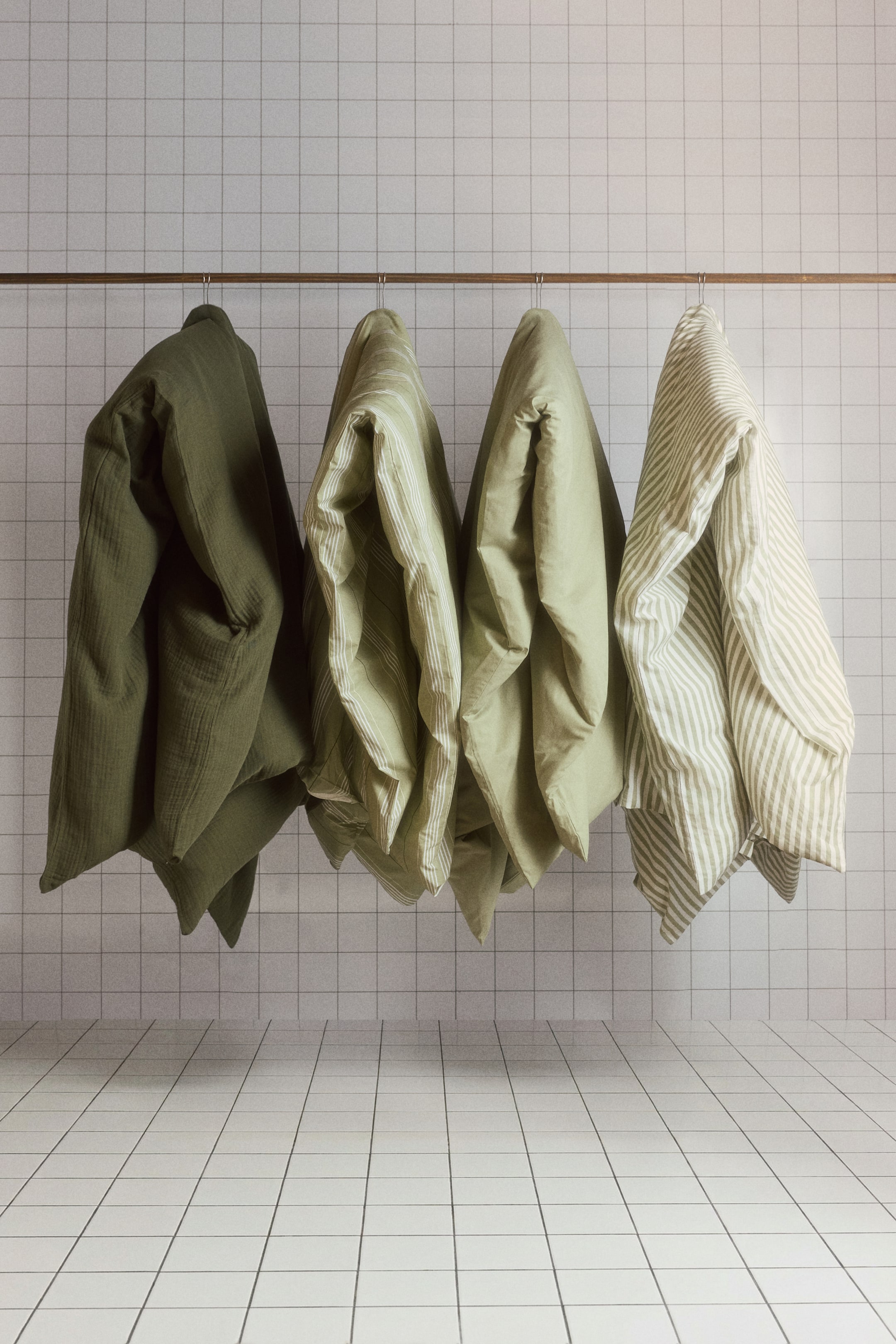 Ver imagen más grande: Conjunto de funda nórdica individual de algodón - Verde caqui claro - HOME | H&M ES 1