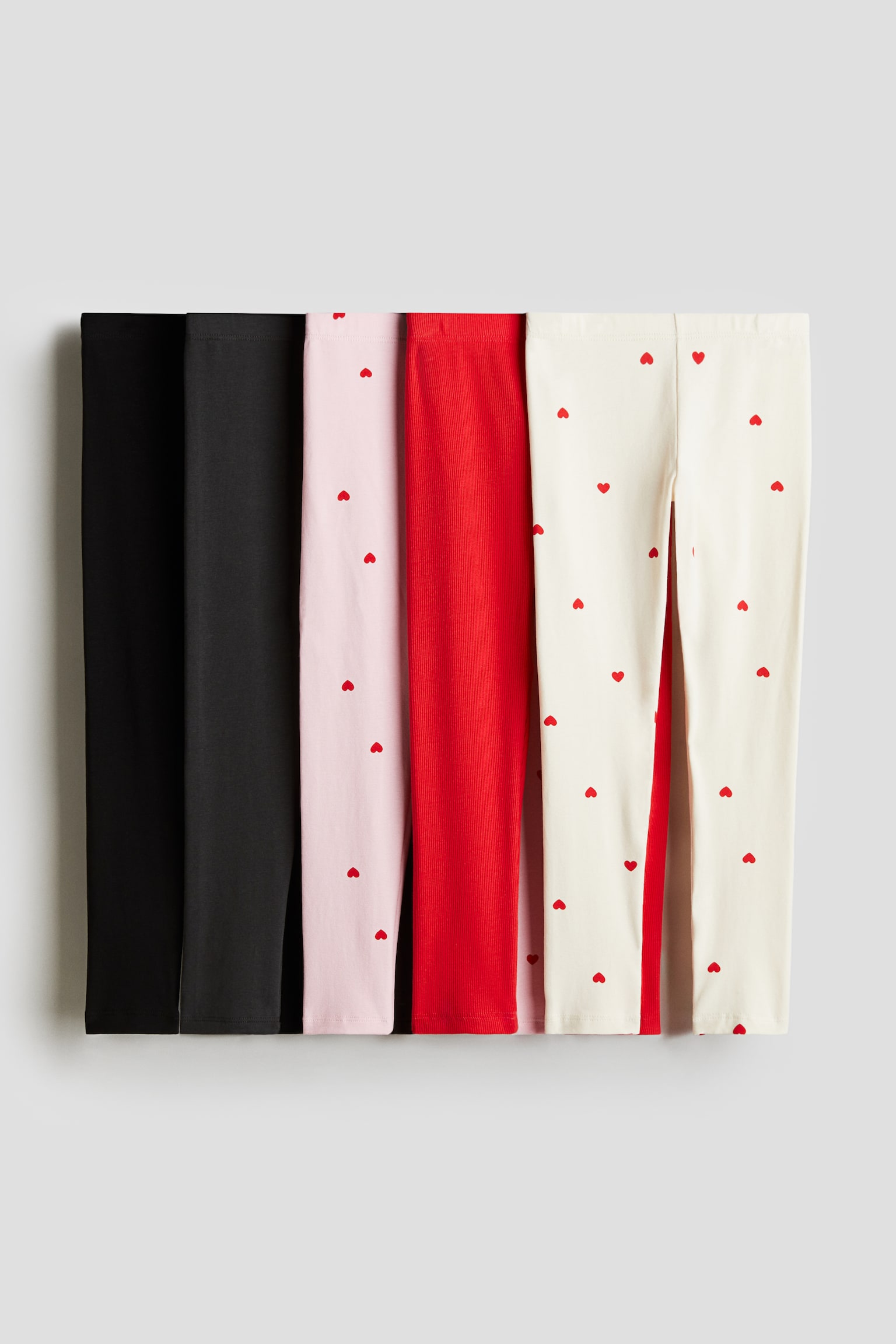 5-pack jersey leggings - Red/Hearts/Pink/Hearts/Pink/Purple/Yellow/Black/Spotted - 1