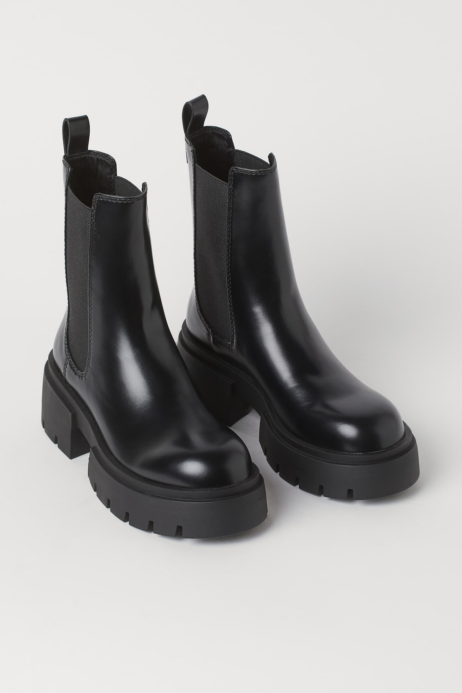 Platform Chelsea Boots - Black/Light beige - 4