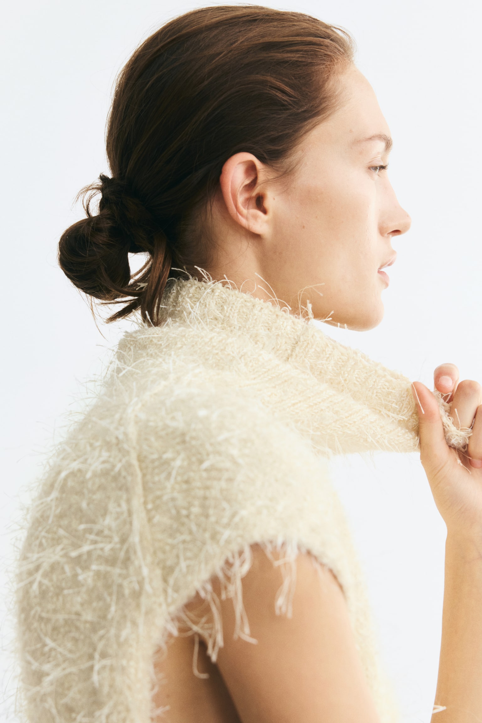 Женский топ H&M Fluffy-Knit Mock Turtleneck, цвет: Светлый бежевый — фото 6
