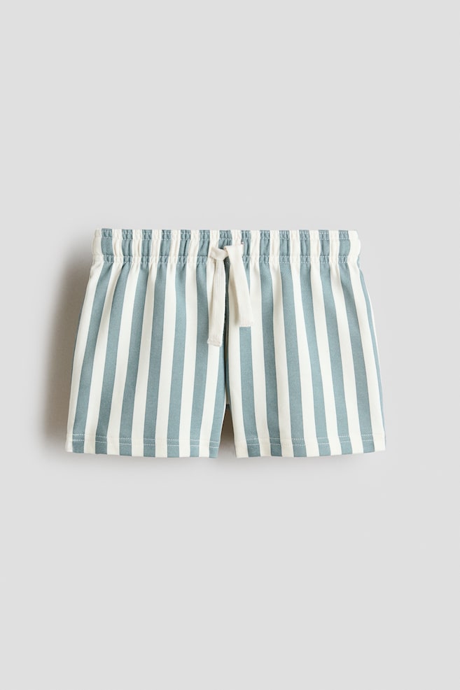 Cotton Sweatshorts - Dark turquoise/striped/Light turquoise/Blue/soccer balls/Light beige/dinosaurs/White/palm trees/Dark gray - 1