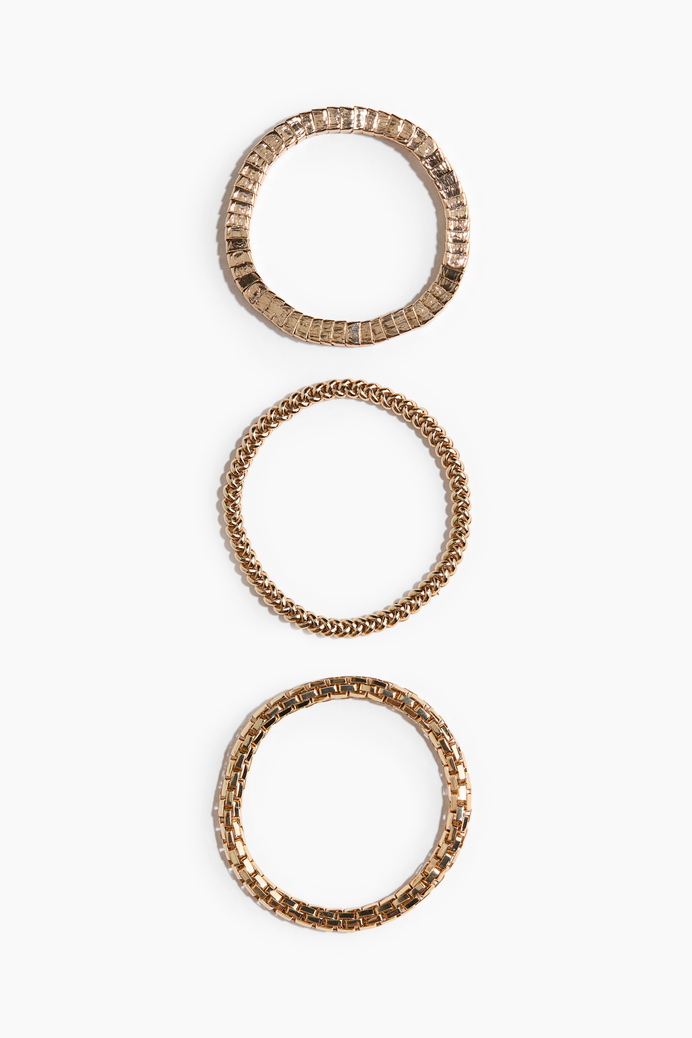 3-Pack Chunky Bracelets - Gold-colored