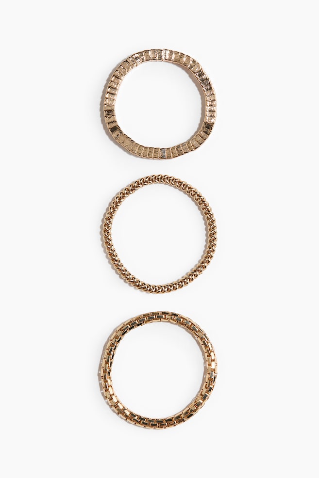 3-Pack Chunky Bracelets - Gold-colored - 1