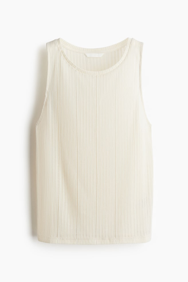 Rib-Knit Tank Top - Cream/Black - 1