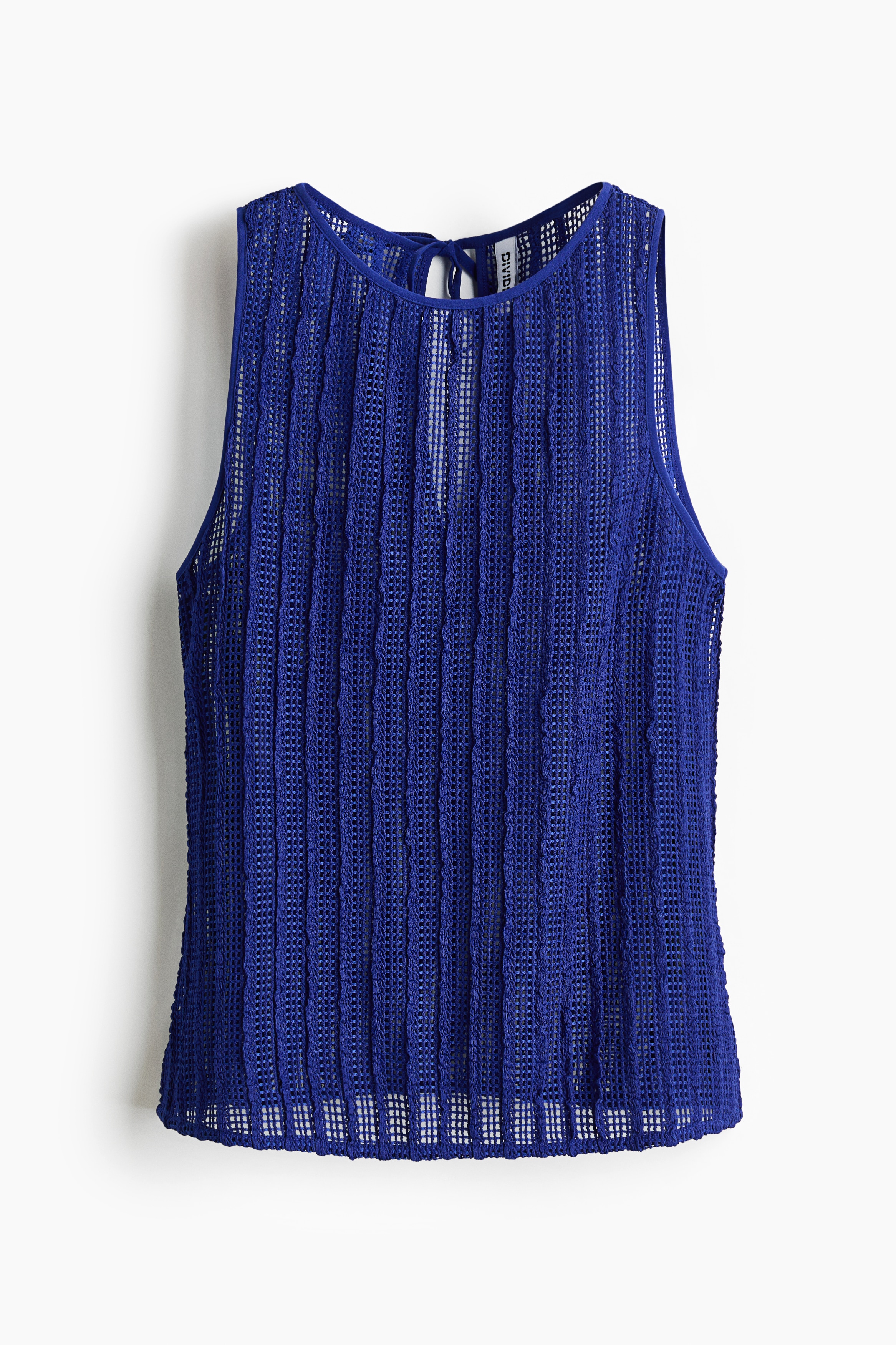 Structuurgebreide mesh top - Felblauw/Zwart