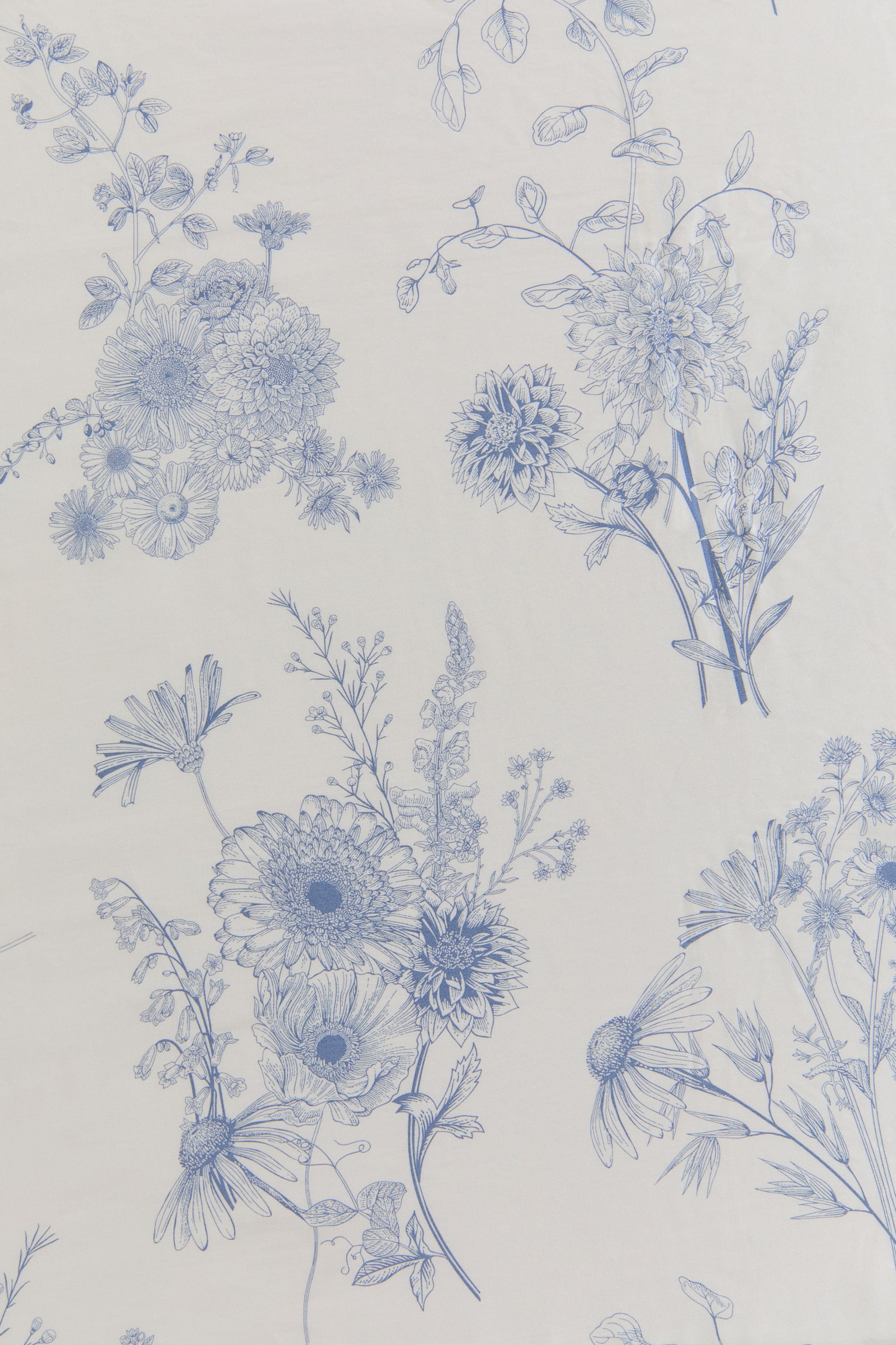 Patterned satin fitted sheet - White/Blue floral/Beige/Floral - 2