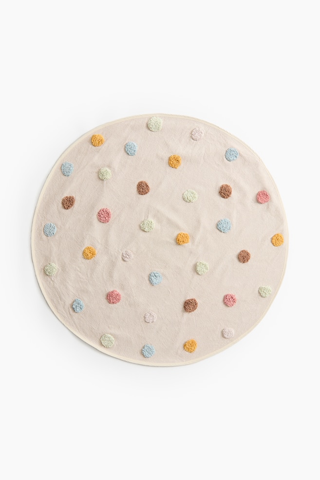 Cotton Rug with Tufted Dots - Beige/dotted - 1