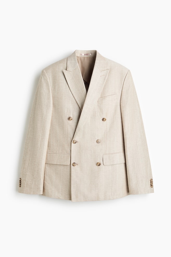 Regular Fit Double-breasted jacket - Light beige/Striped/Light grey - 1
