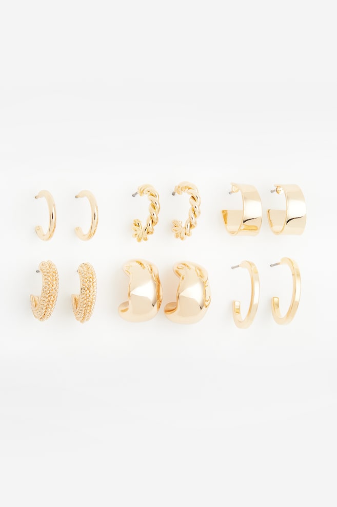 6 Paar runde Ohrringe - Goldfarben - 2