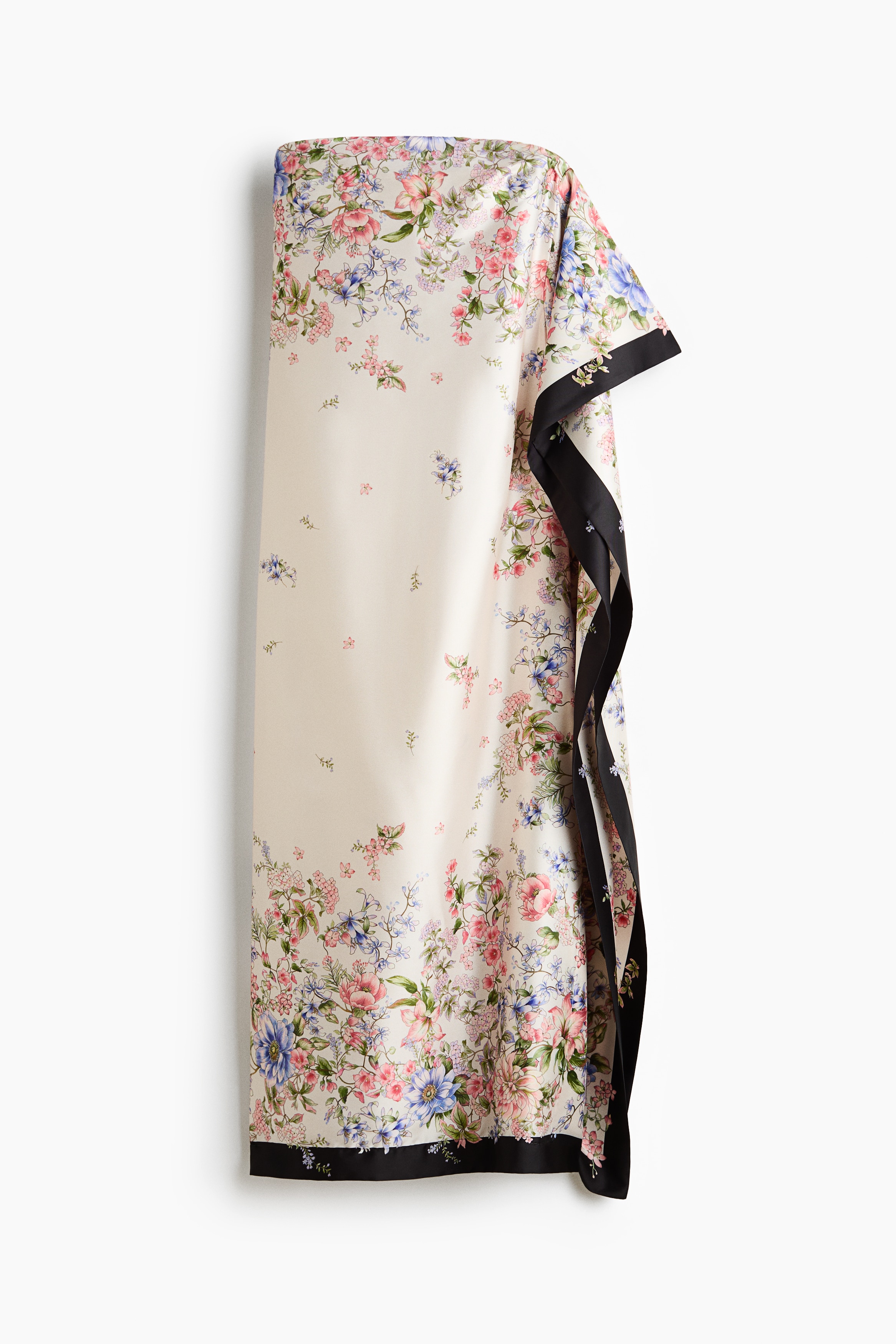 Vestido bandeau con paneles drapeados - Crema/Floral