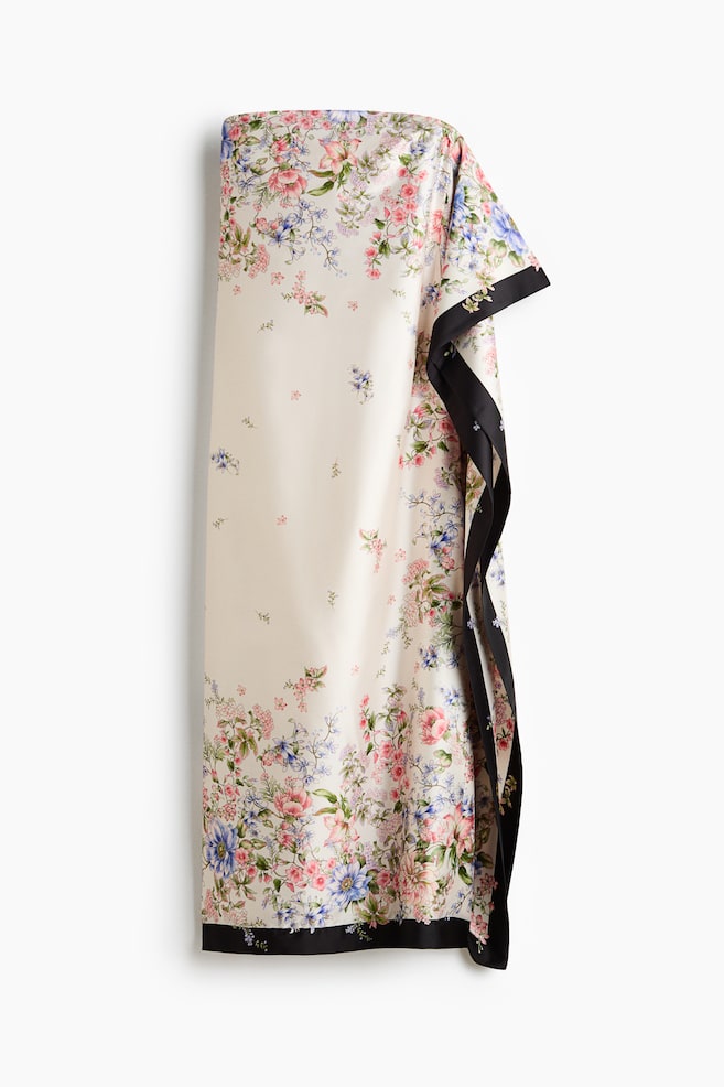 Bandeau-Kleid mit Drapierung - Cremefarben/Geblümt - 1