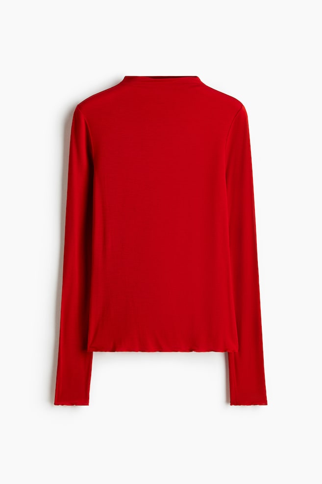 Turtleneck top - Red/Mustard yellow/Brown/Leopard print - 1