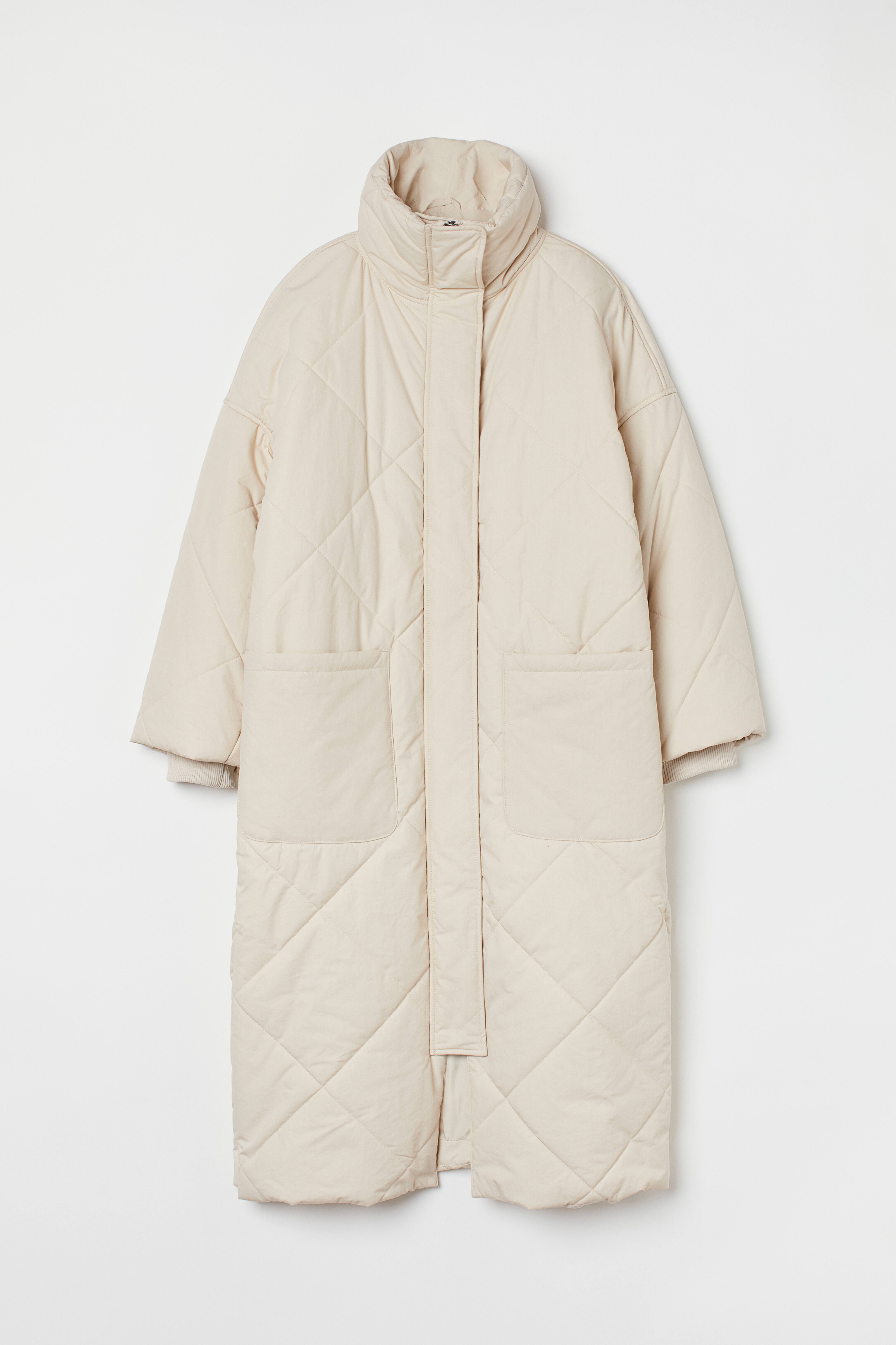 Beige quilted coat hotsell