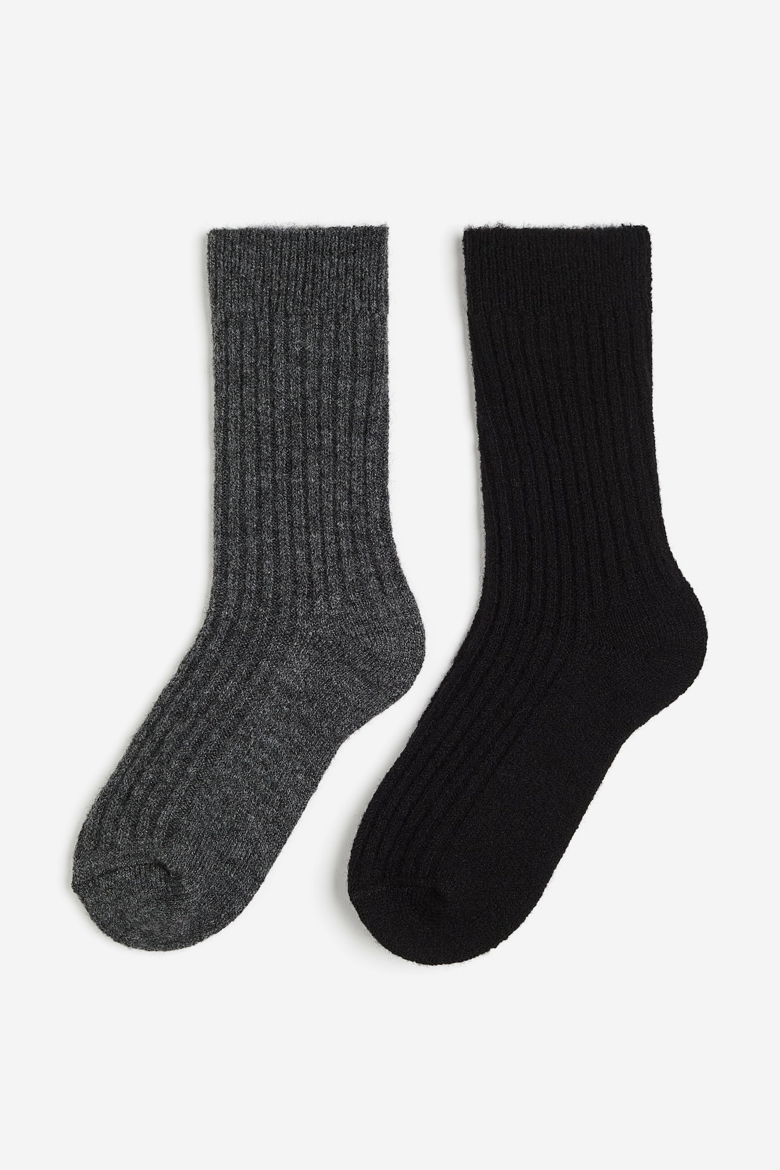 2-pack wool-blend socks - Dark grey marl/Black/Dark beige marl/Light beige/Dark brown/Light beige - 1