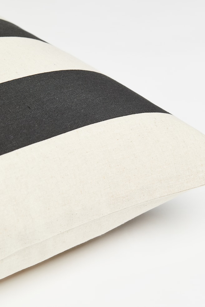 Striped linen-blend cushion cover - Dark grey/White/Bright blue/White/Dark orange/White - 3