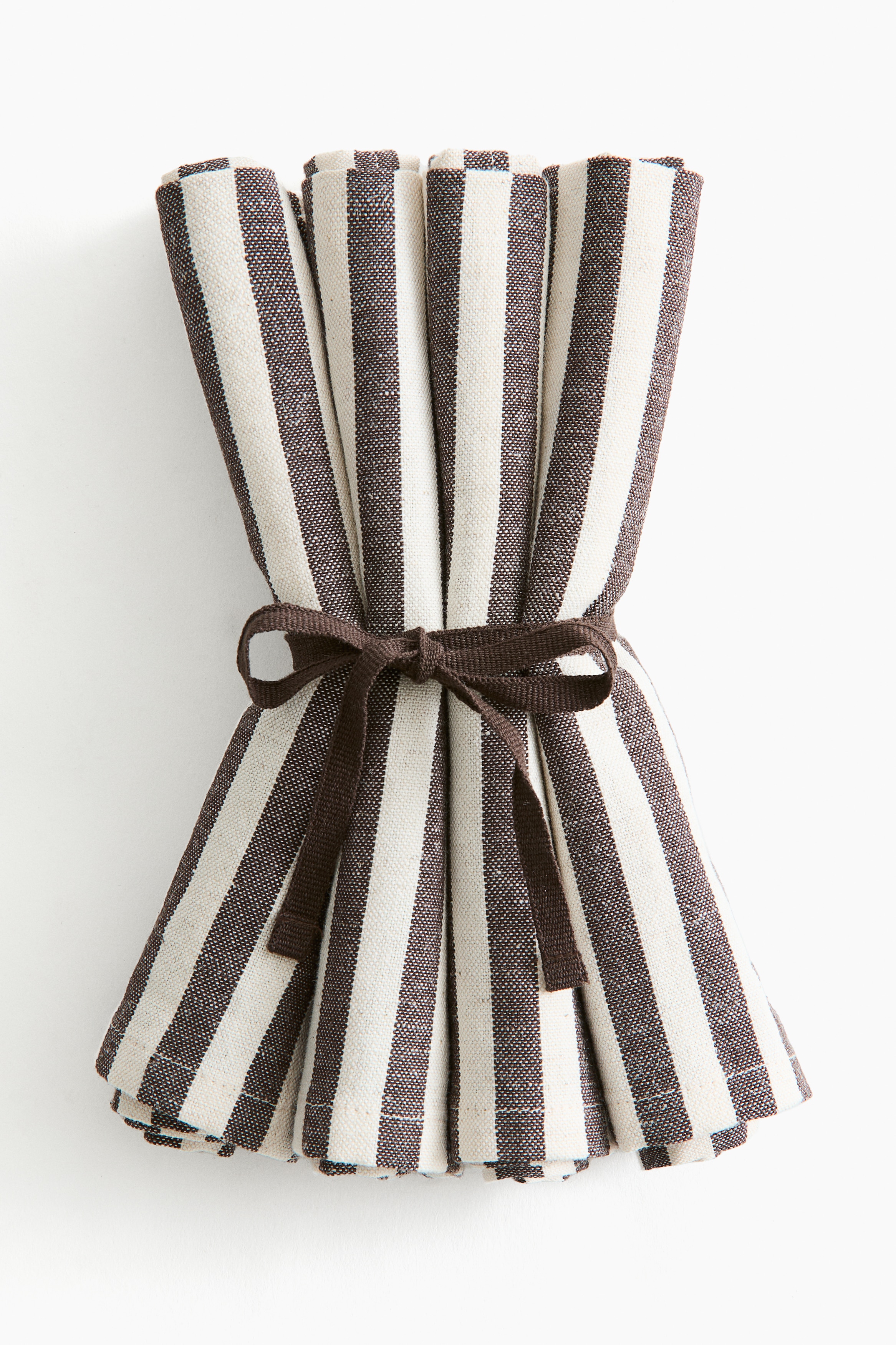 Bawełniana serwetka 4-pak - Ciemnobrązowy/Paski/Żółty/Krata gingham/Żółty/Paski/Ciemnobrązowy/Krata gingham/Jasnoróżowy/Krata gingham/Terakota/Paski/Jasnoróżowy/Paski/Zielony/Krata gingham/Zielony/Kremowe paski/Beżowy/Krata gingham/Terakota/Krata gingham/Beżowy/Paski/Ciemnoszary/Paski