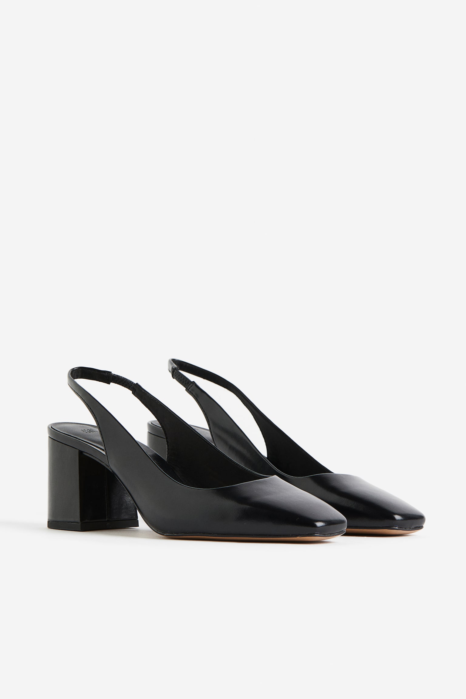 Block Heel Slingbacks - Black/Beige - 3