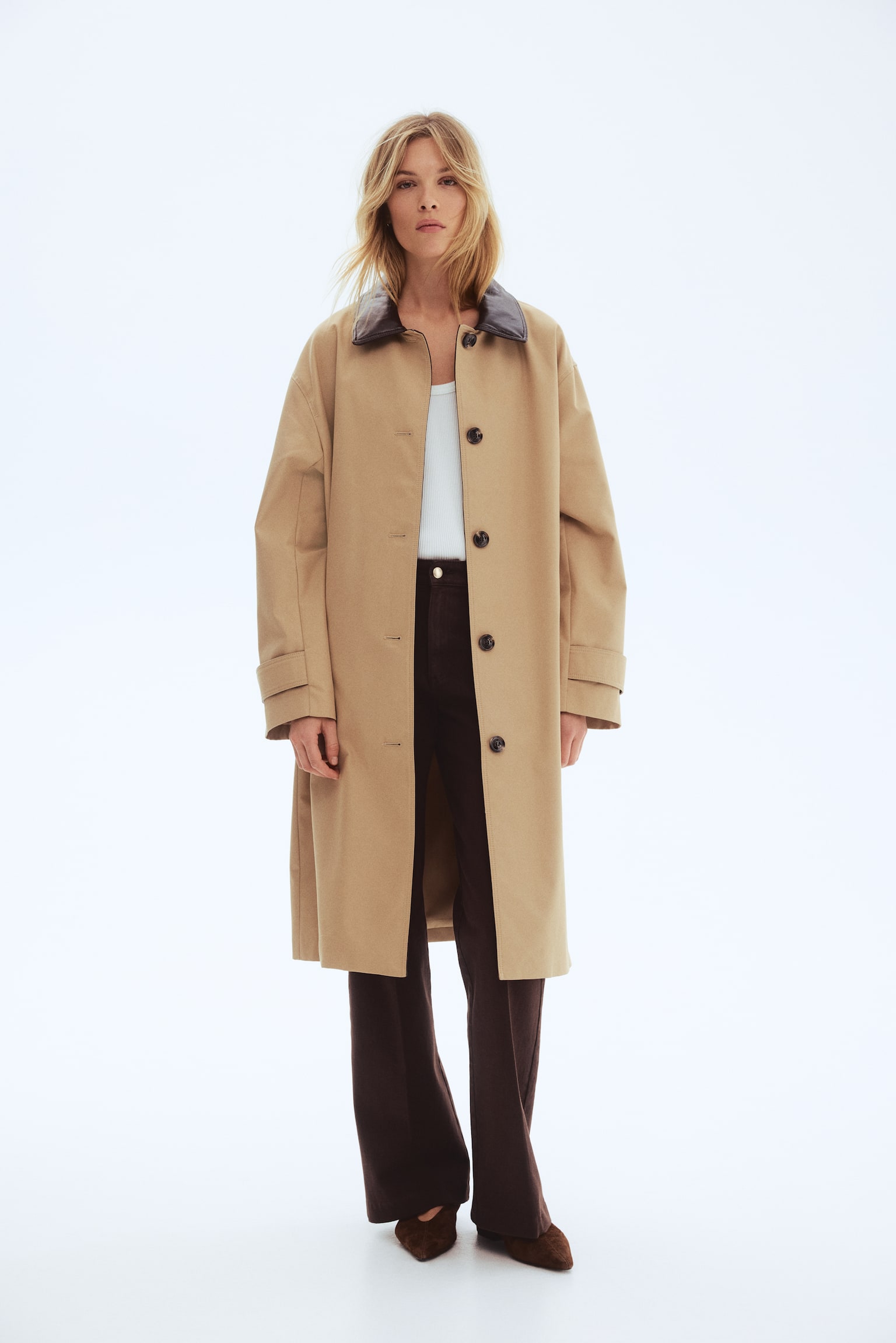 Bootcut twill trousers - Dark brown/Light blue - 6