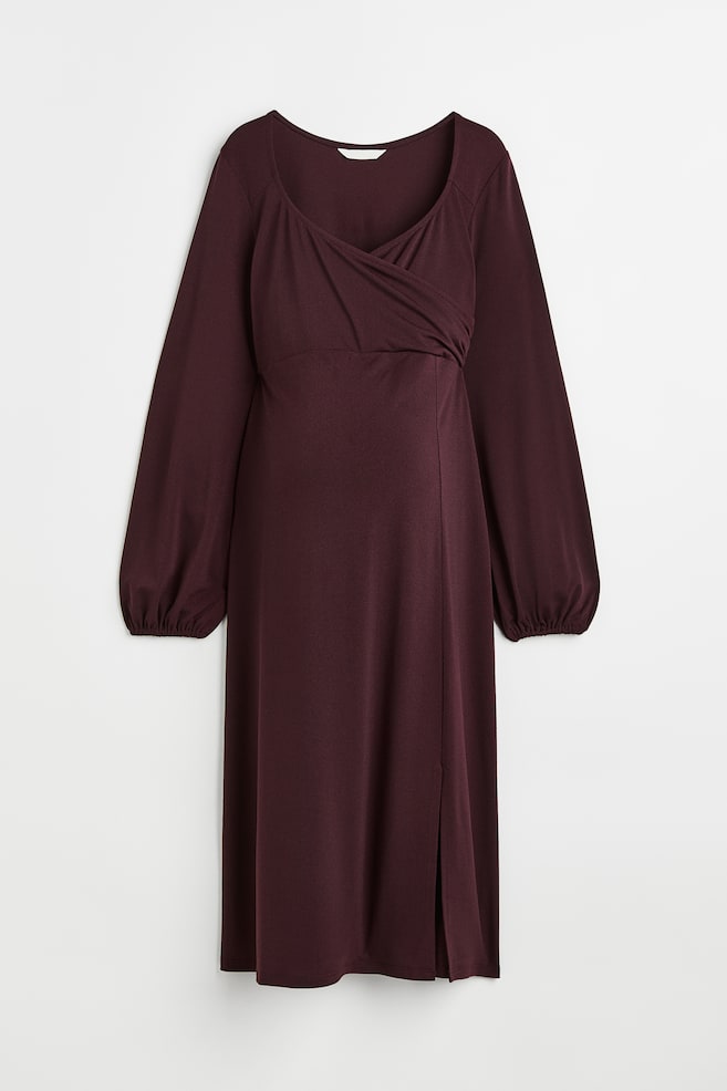 MAMA Wrapover jersey dress - Burgundy - 1