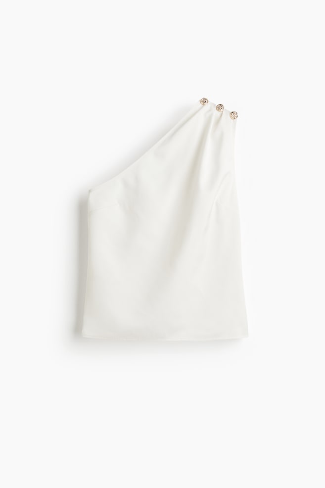 Top asymétrique avec boutons - Blanc/Noir - 1