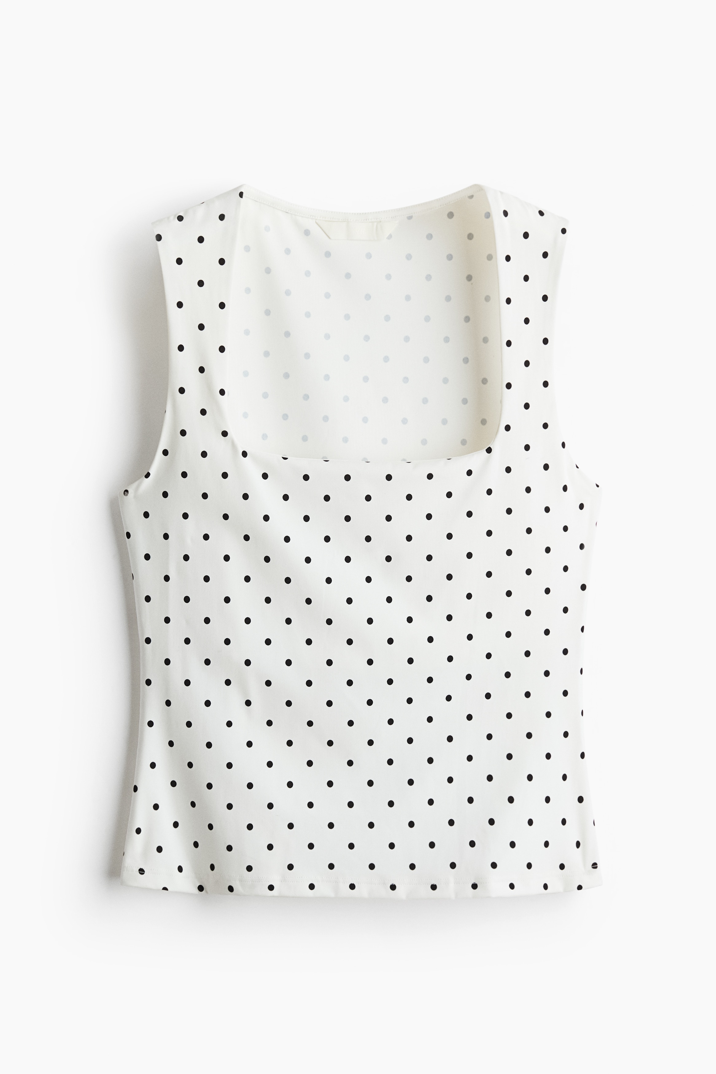 Square-Neck Tank Top - White/polka dot/Burgundy/Black