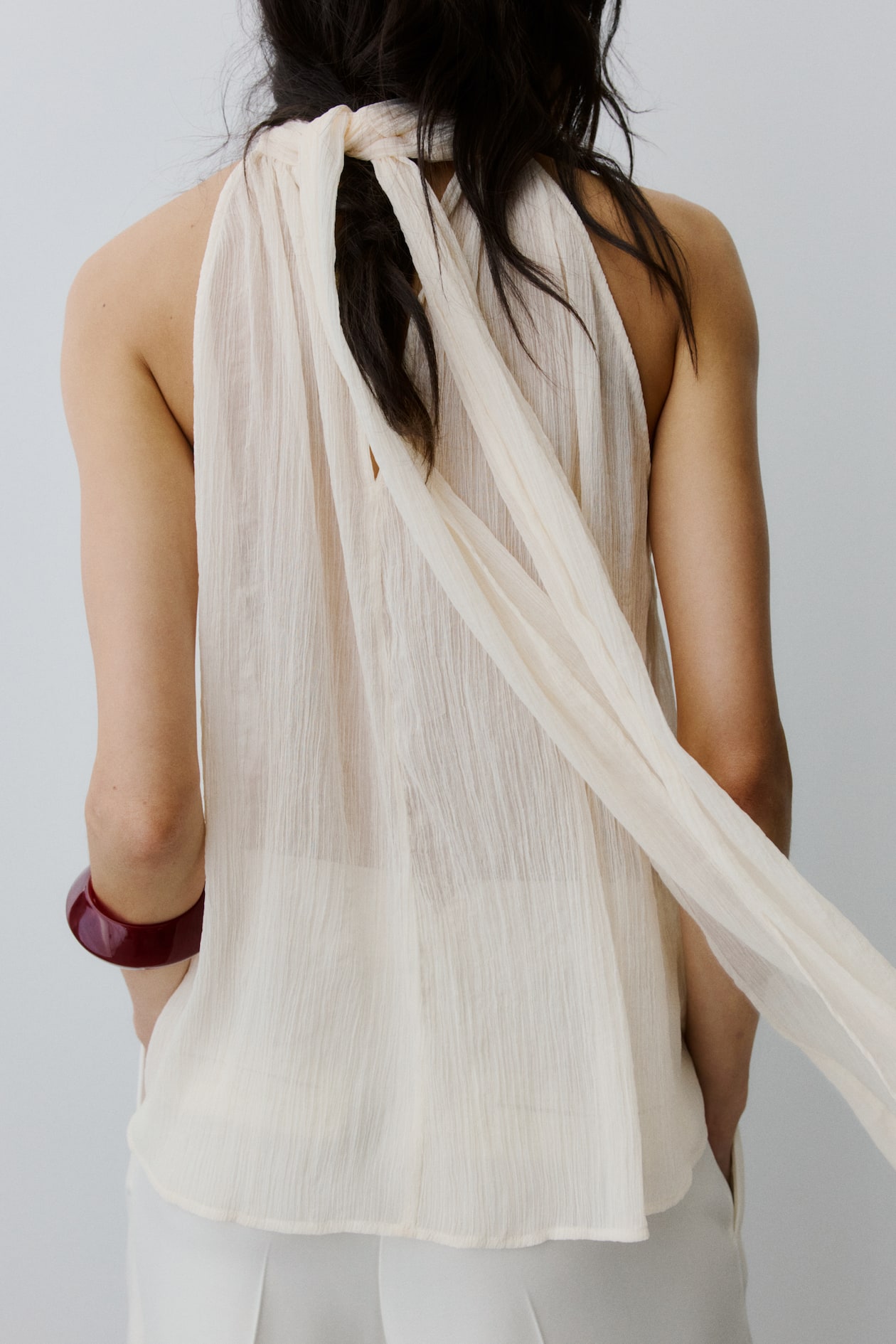 Scarf-Collar Chiffon Top - image 5