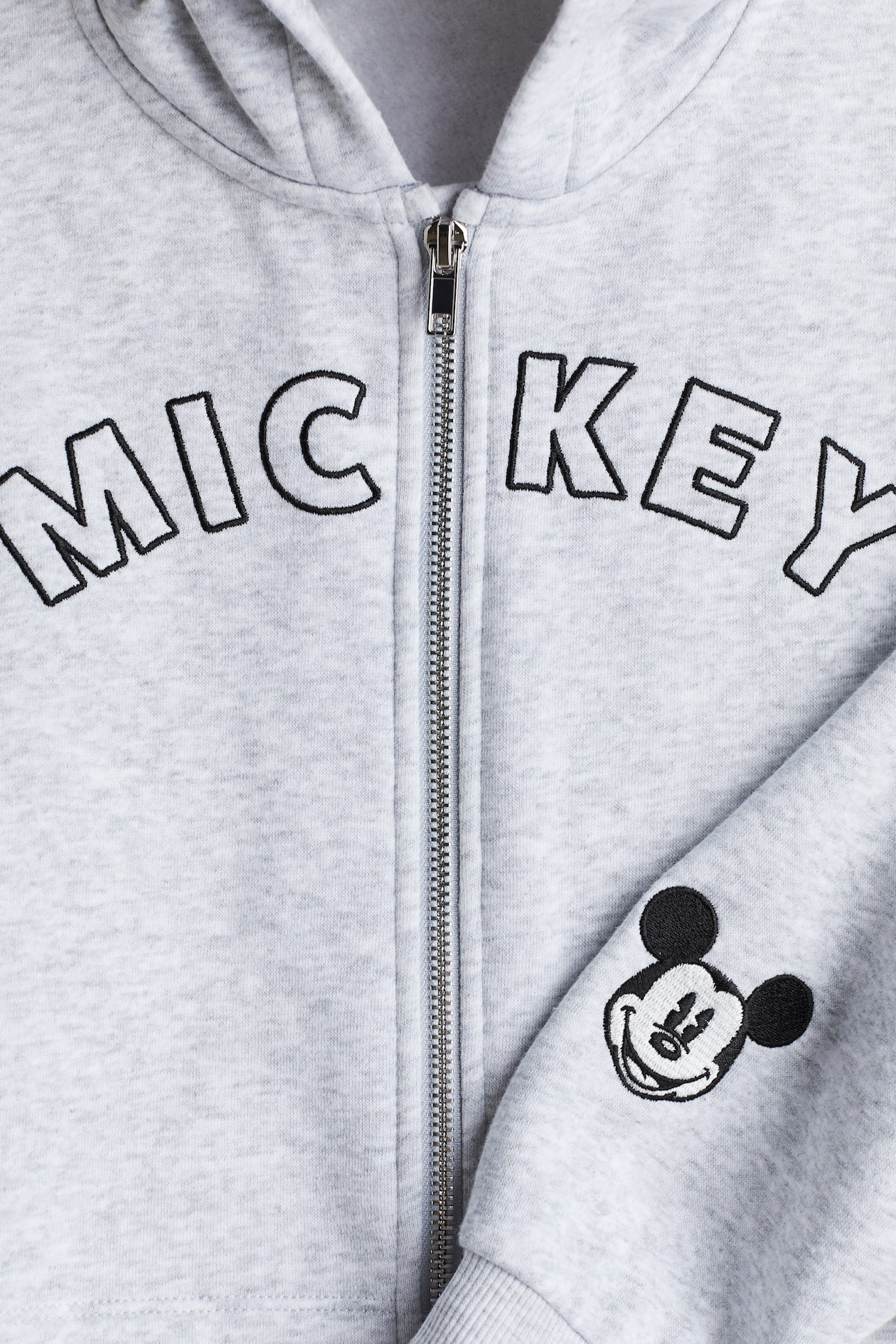 Motif-Detail Hooded Jacket - Gray melange/Mickey Mouse - Kids | H&M US