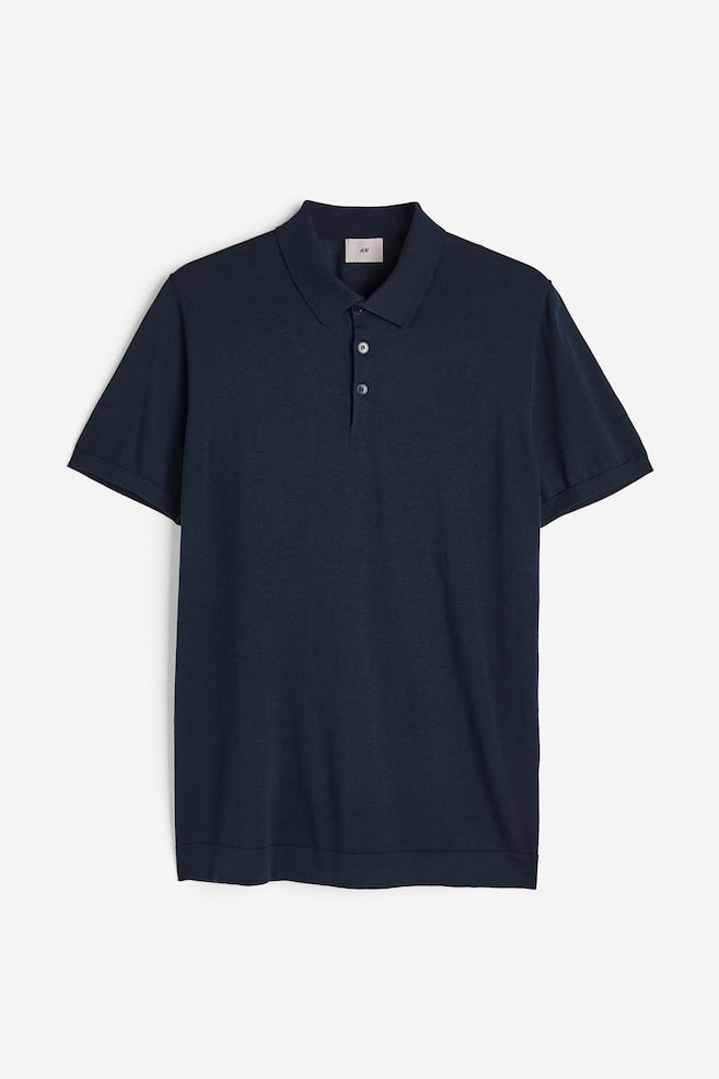 Poloshirt i silkeblanding Slim Fit - Marineblå/Sort/Creme/Salviegrøn - 2