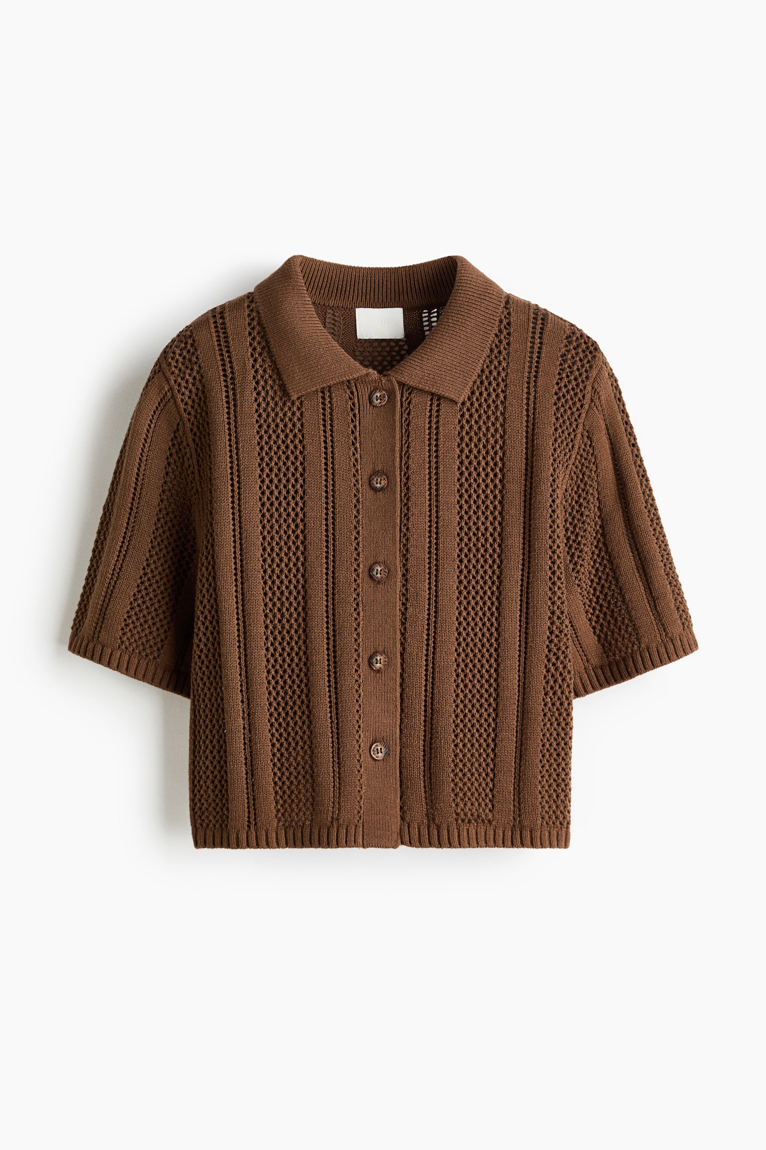 Áo cardigan ngắn tay - Màu nâu/Màu trắng - 1