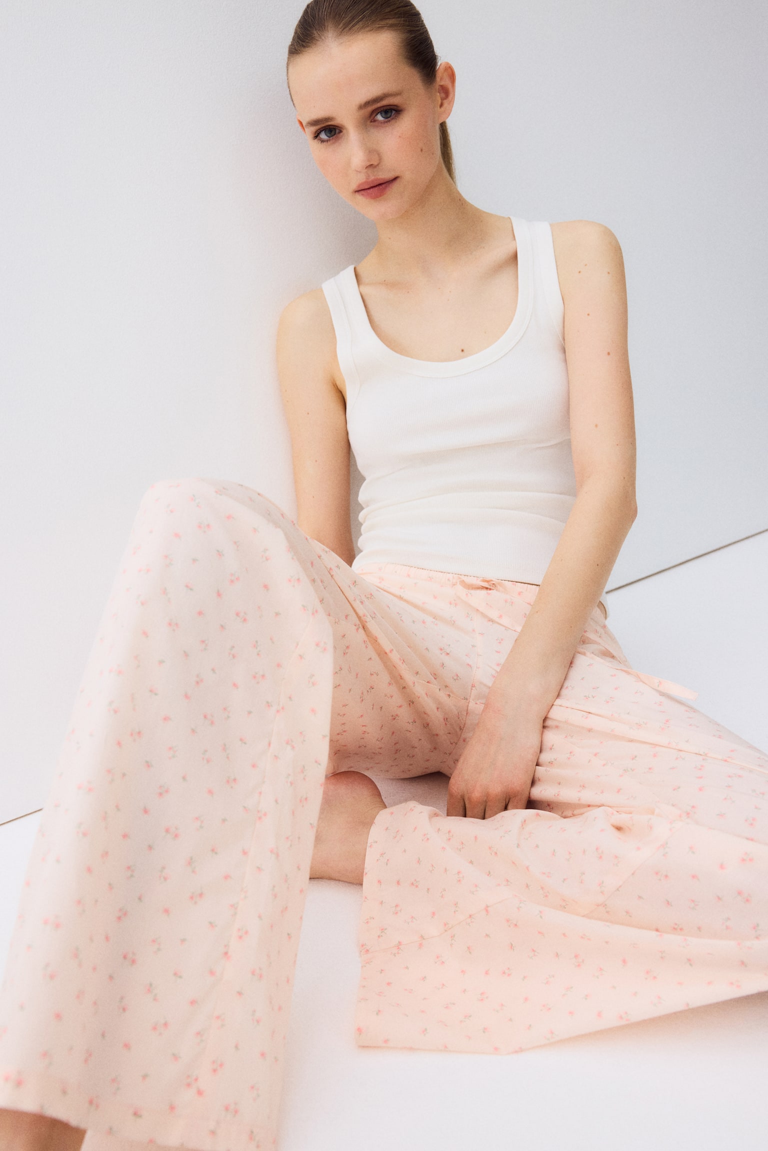 Cotton pyjama bottoms - Peach pink/Floral/Light pink/Striped/Blue/White striped/Light blue/Striped/Light blue/White striped - 2