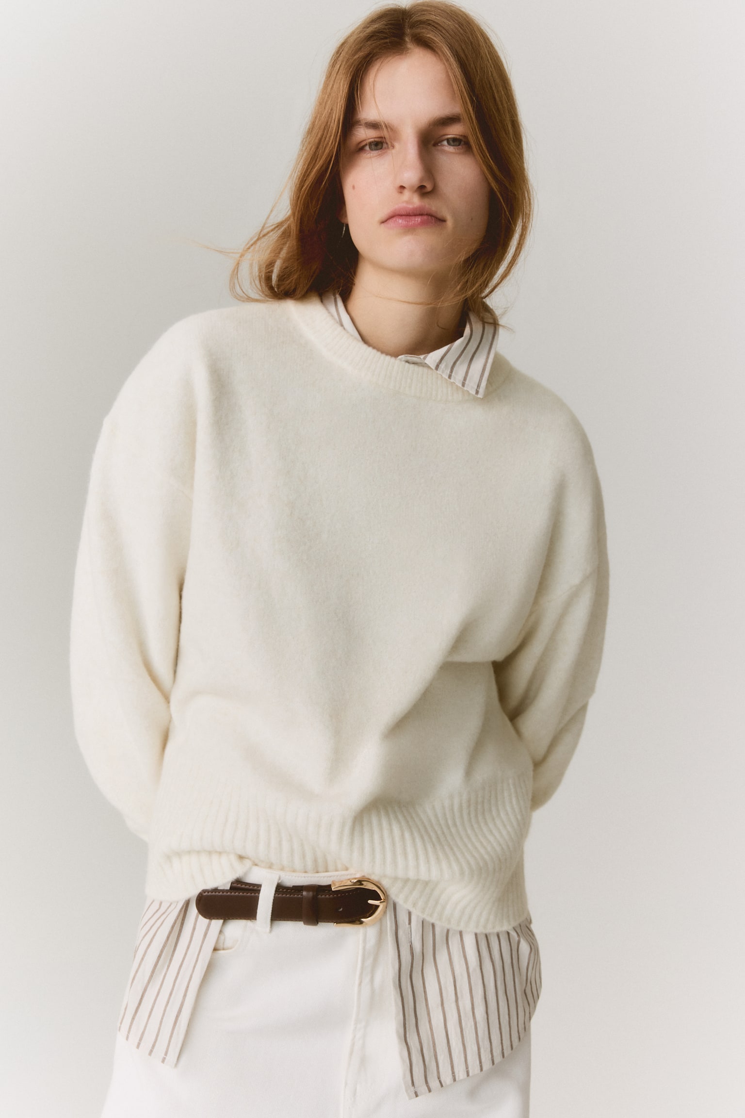 Oversize Kazak - Krem/Dark beige/Gri kırçıllı/Açık mavi - 6