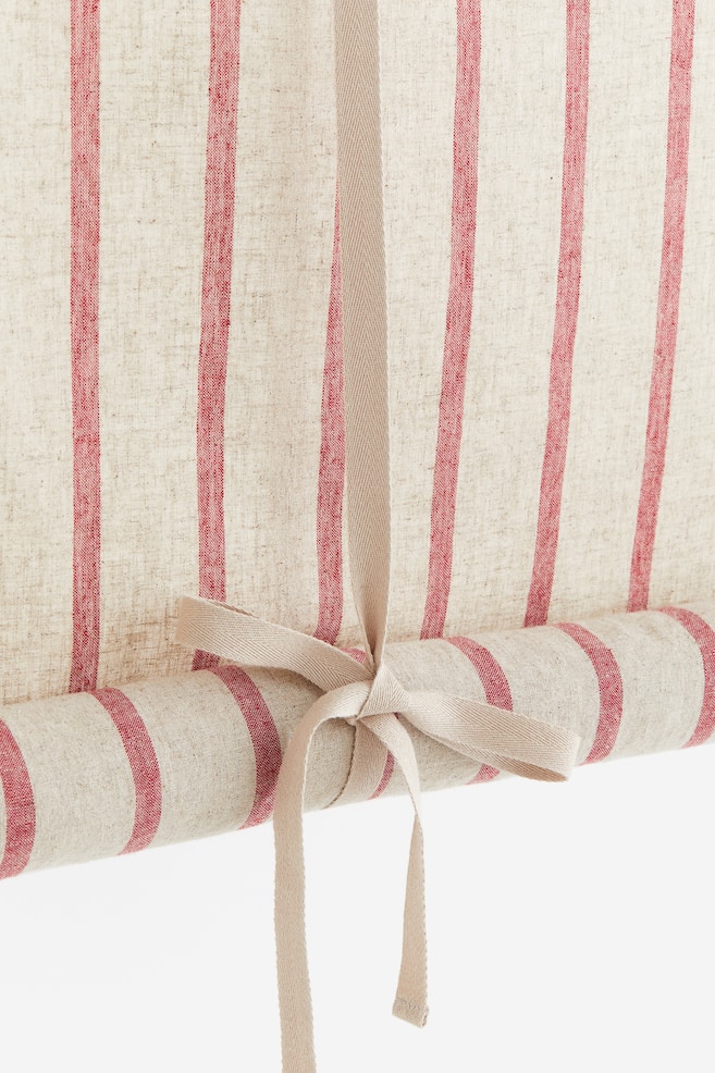 Linen-blend roll-up curtain - Natural white/Red/Cream/Striped - 3