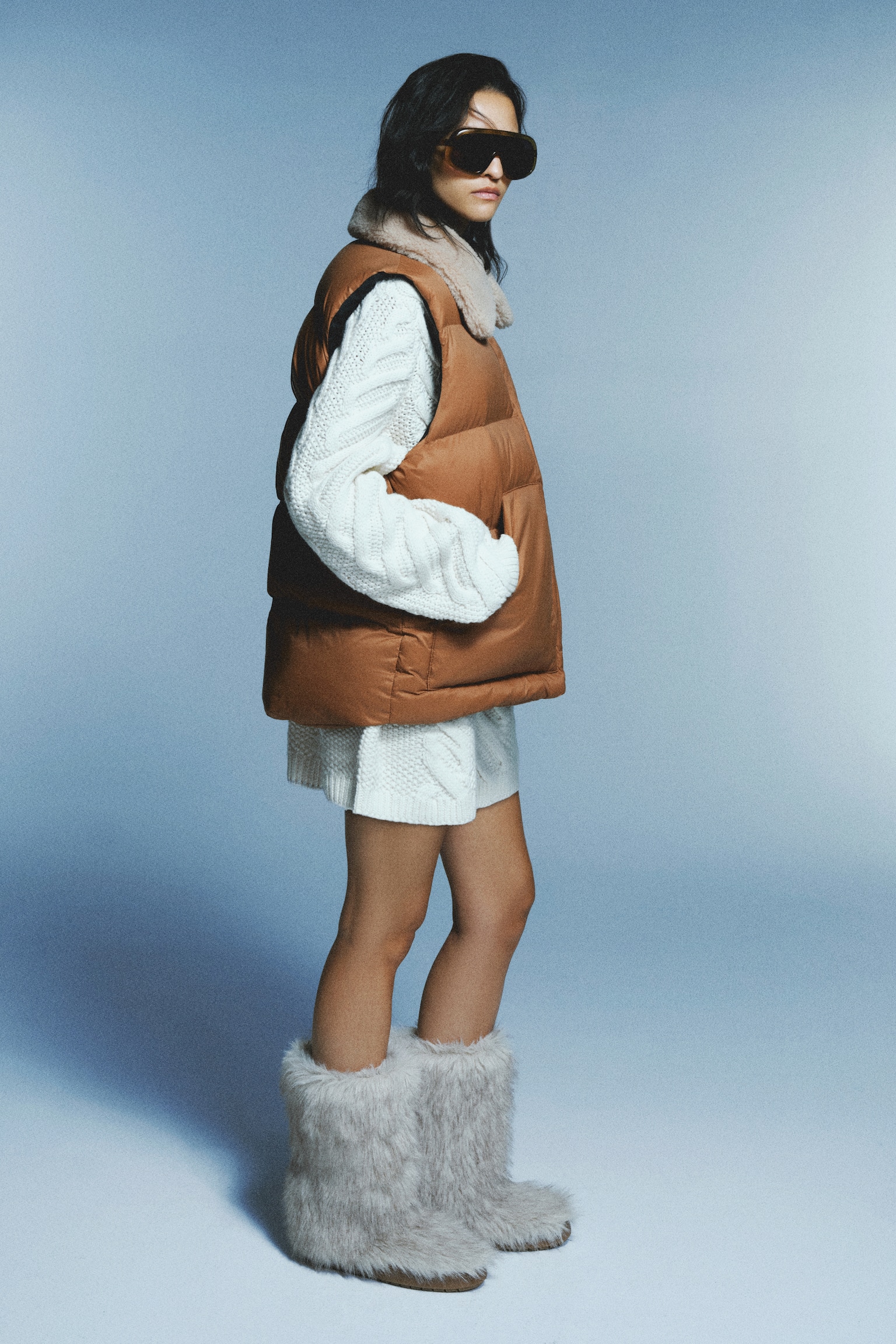 Wadenhohe Stiefel - Beige