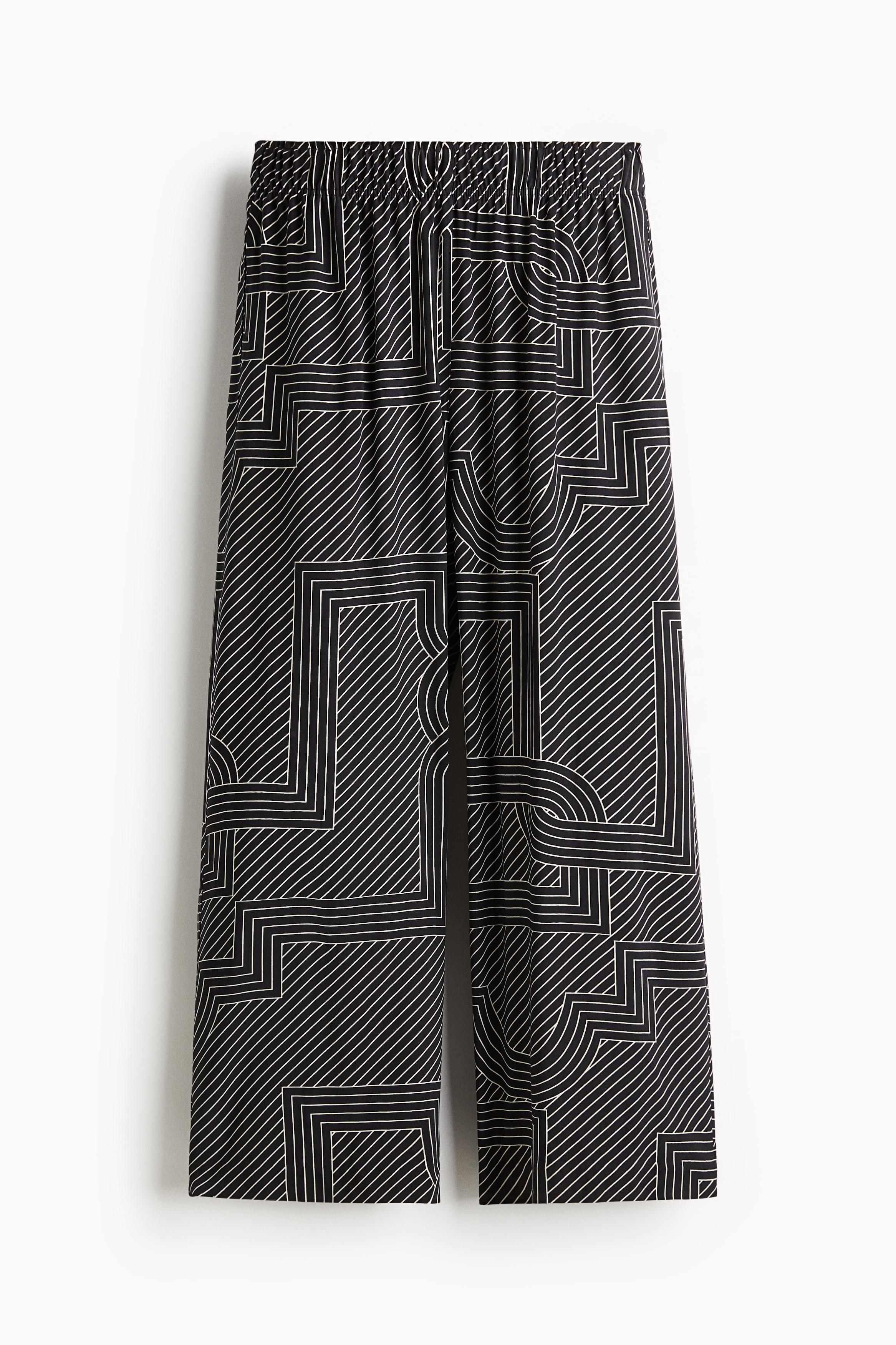 Viscose Culottes - Black/Pattern/Green beige