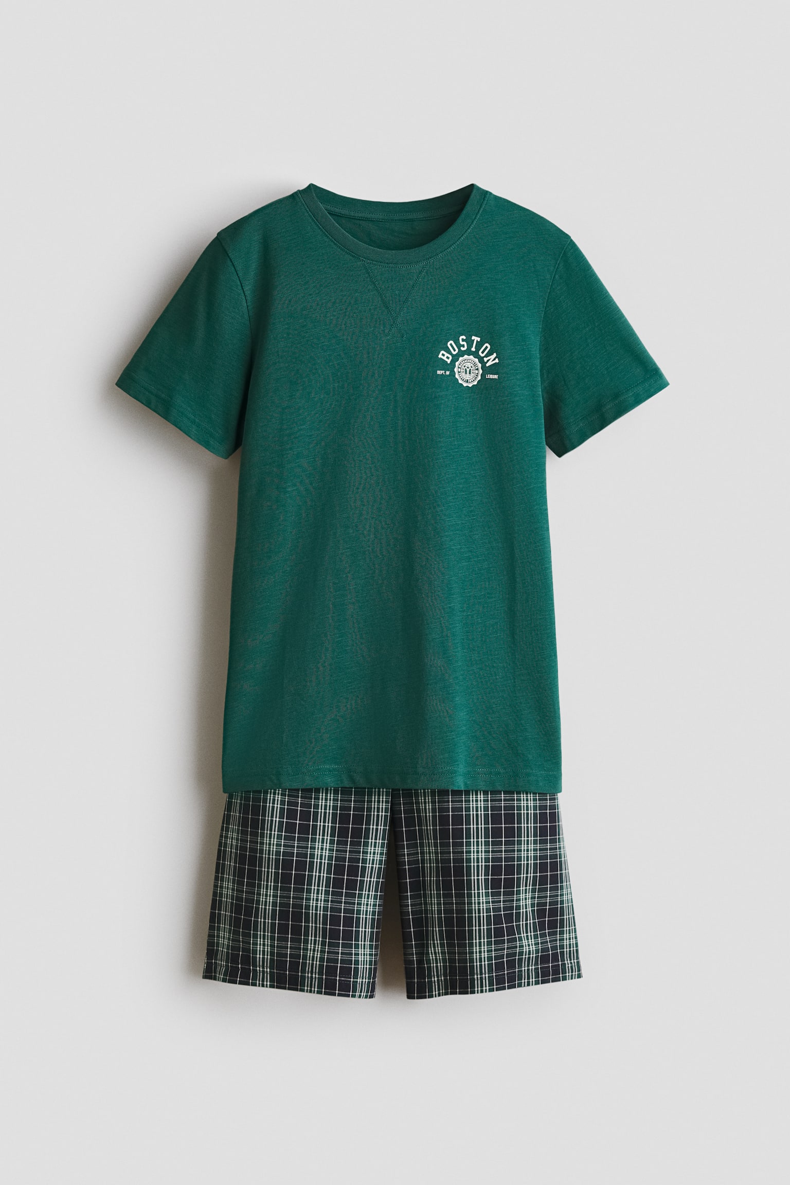 Print-motif cotton pyjamas - 深綠色/Boston - 1