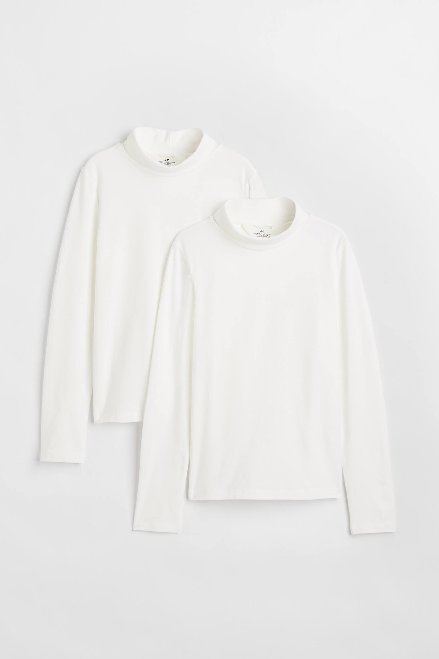 2-pack cotton jersey turtleneck tops - White