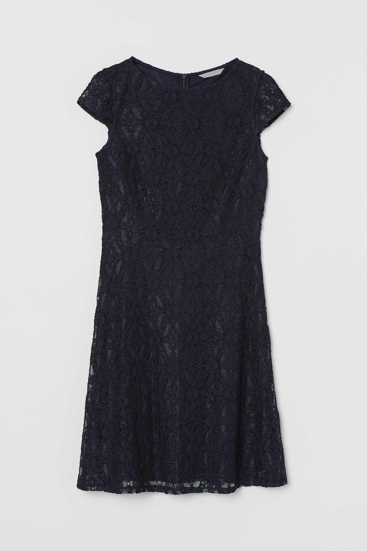 Lace Dress - Round Neck - Sleeveless - Dark blue - Ladies | H&M US