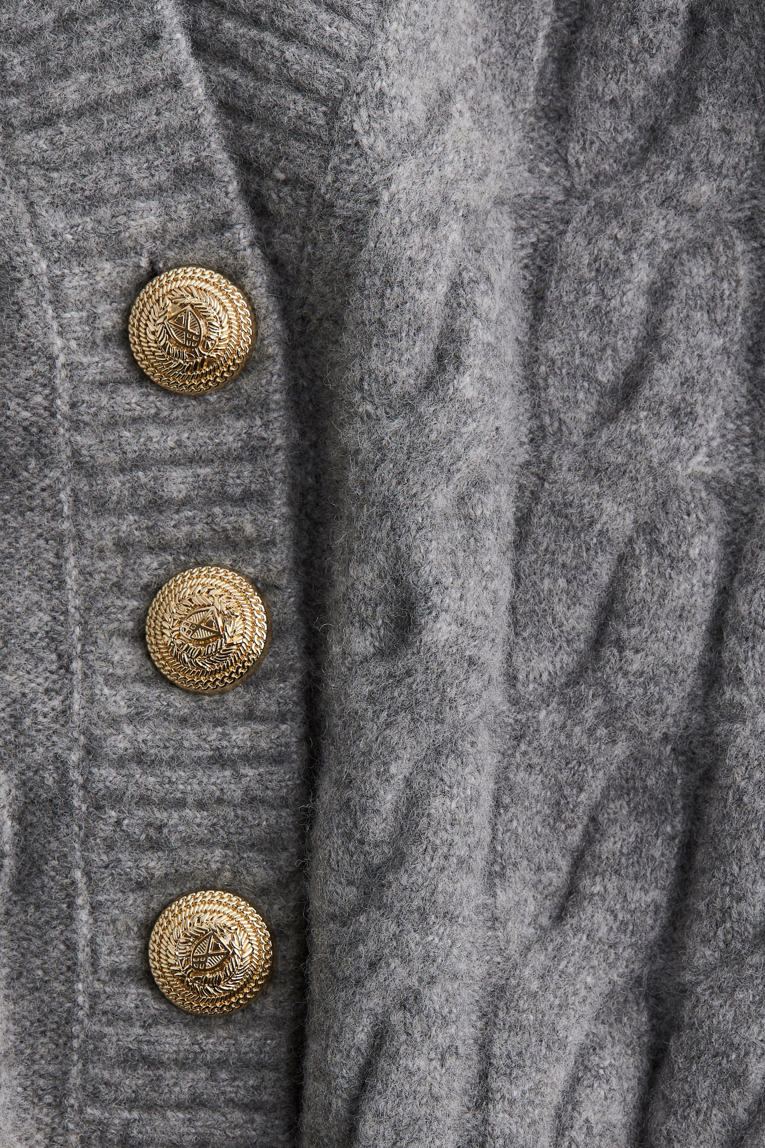 Cable-knit cardigan - Grey marl/Dark khaki green - 6