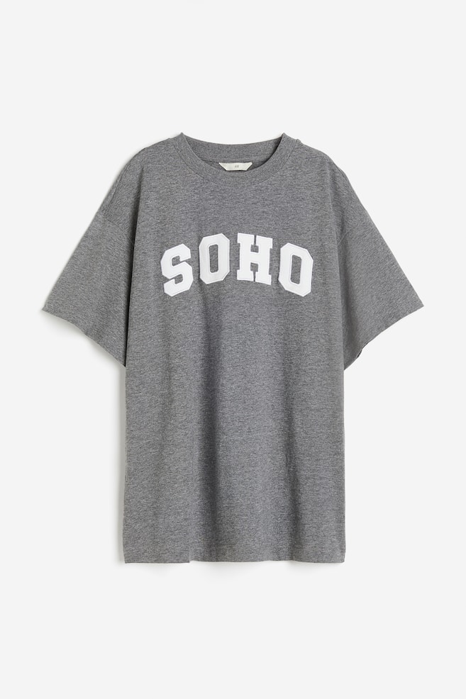 Oversized T-shirt med tryk - Gråmeleret/SOHO/Lyseblå/London - 2