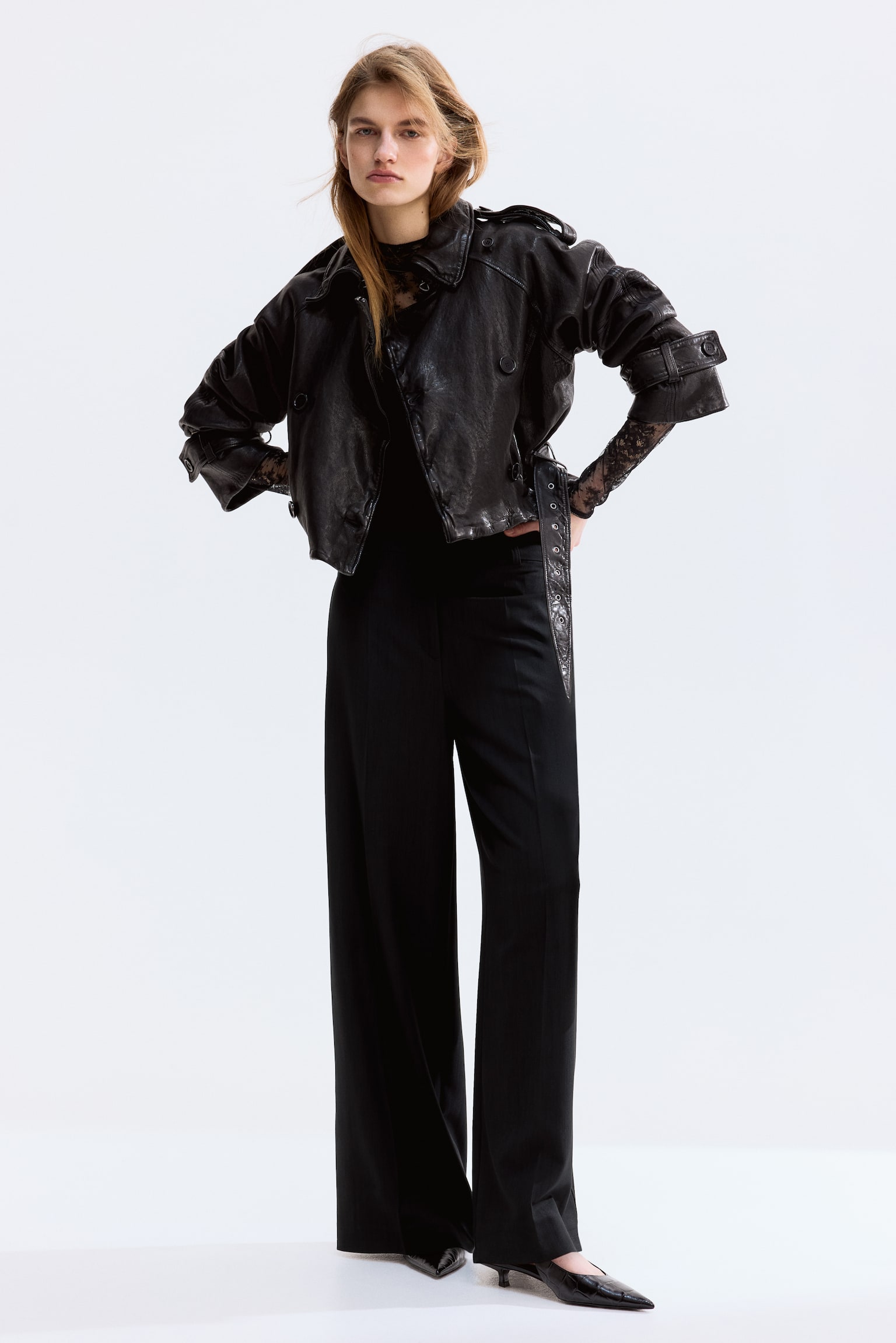 Wide tailored trousers - Black/Dark brown/Cream/Light pink - 6