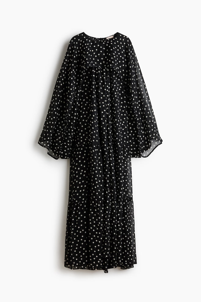 Vestido con capa integrada - Negro/Lunares - 1