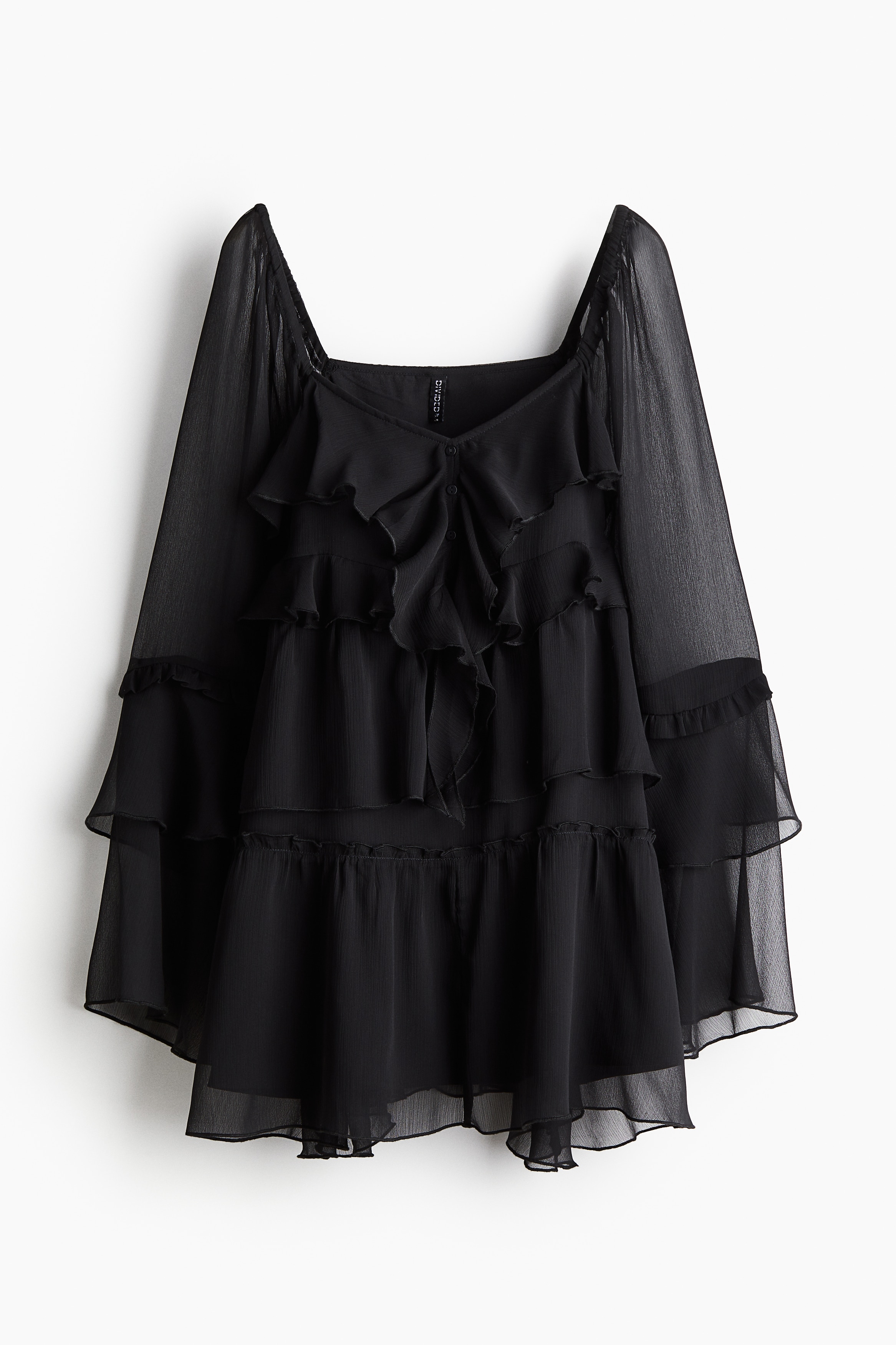 ラッフルシフォンワンピース - ブラック - レディース | H&M JP