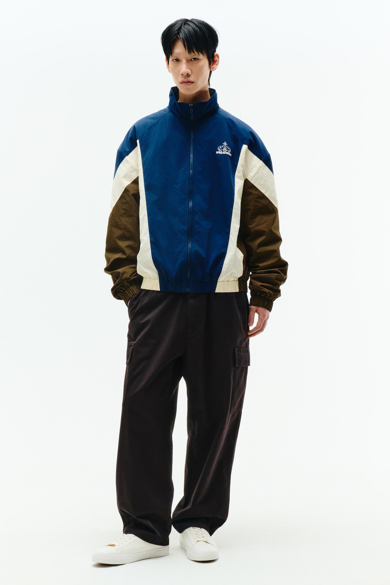 윈드프루프 패딩 재킷 - 다크 블루/Spread Wings/베이지/컬러블록 - 2