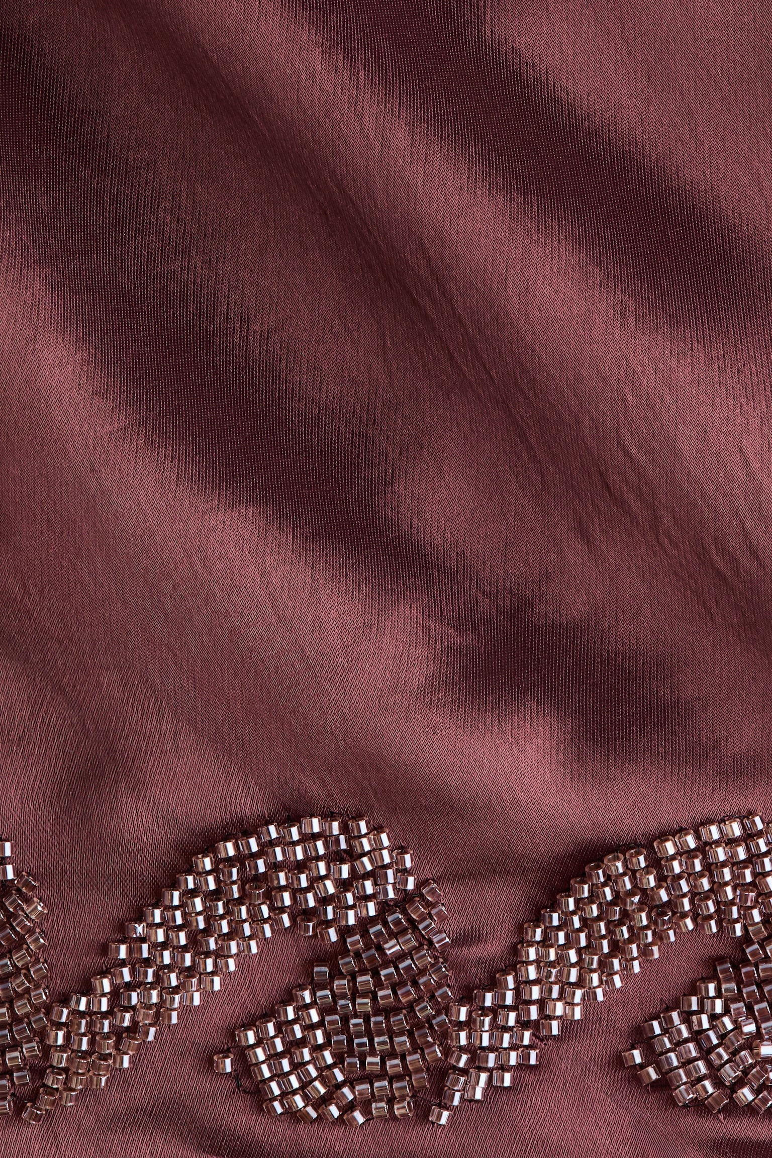 Scarf-collar satin top - Burgundy - 6