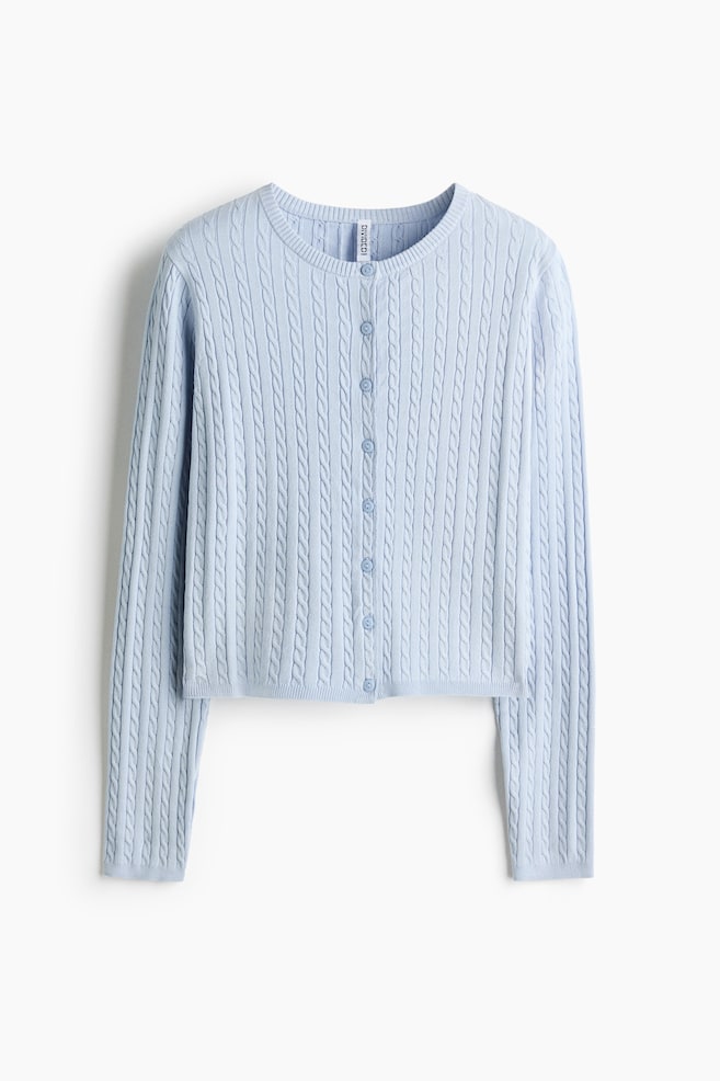 Cable Knit Cardigan - Light blue/Light yellow/Navy blue/Grey/White - 1