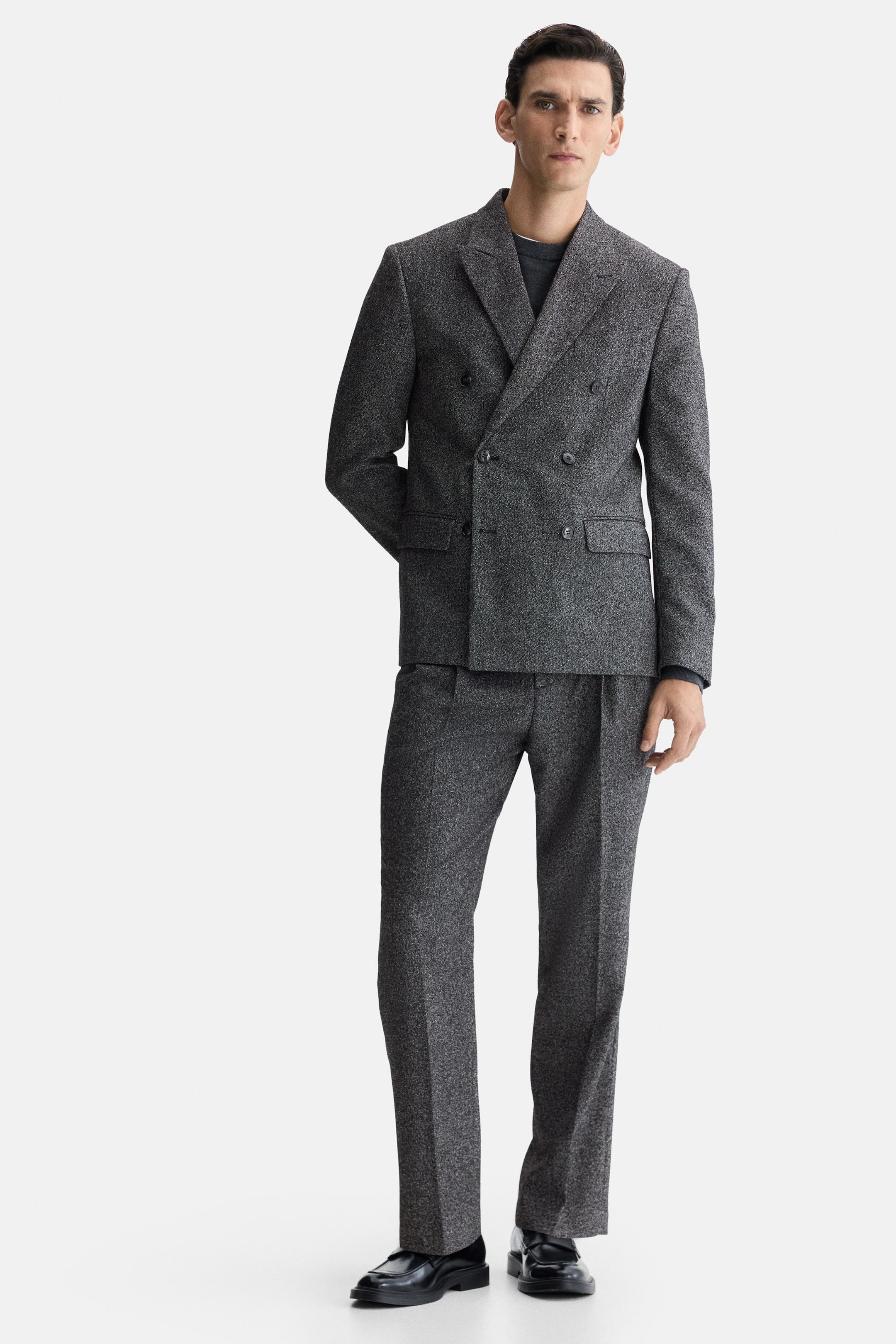 Ampliar la imagen: Saco Regular Fit de botonadura doble - Gris jaspeado oscuro - Men | H&M MX 3